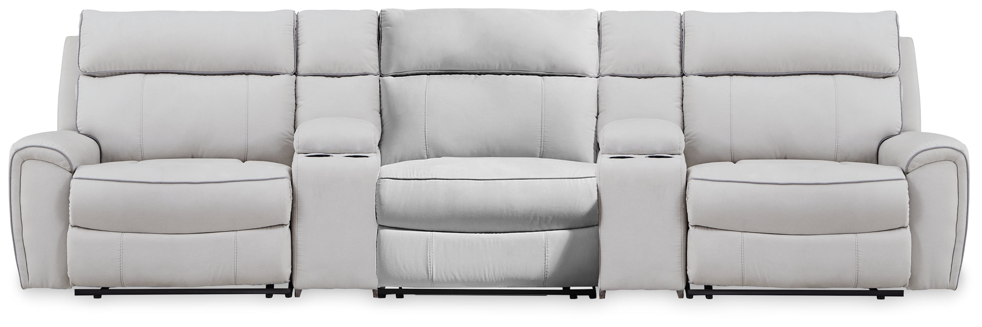 Orleans Furniture - Ashley Furniture - Social Pointe Sectional - 5-Piece Reclining Sectional with Storage Consoles / Pearl/Ash - PC98802S39