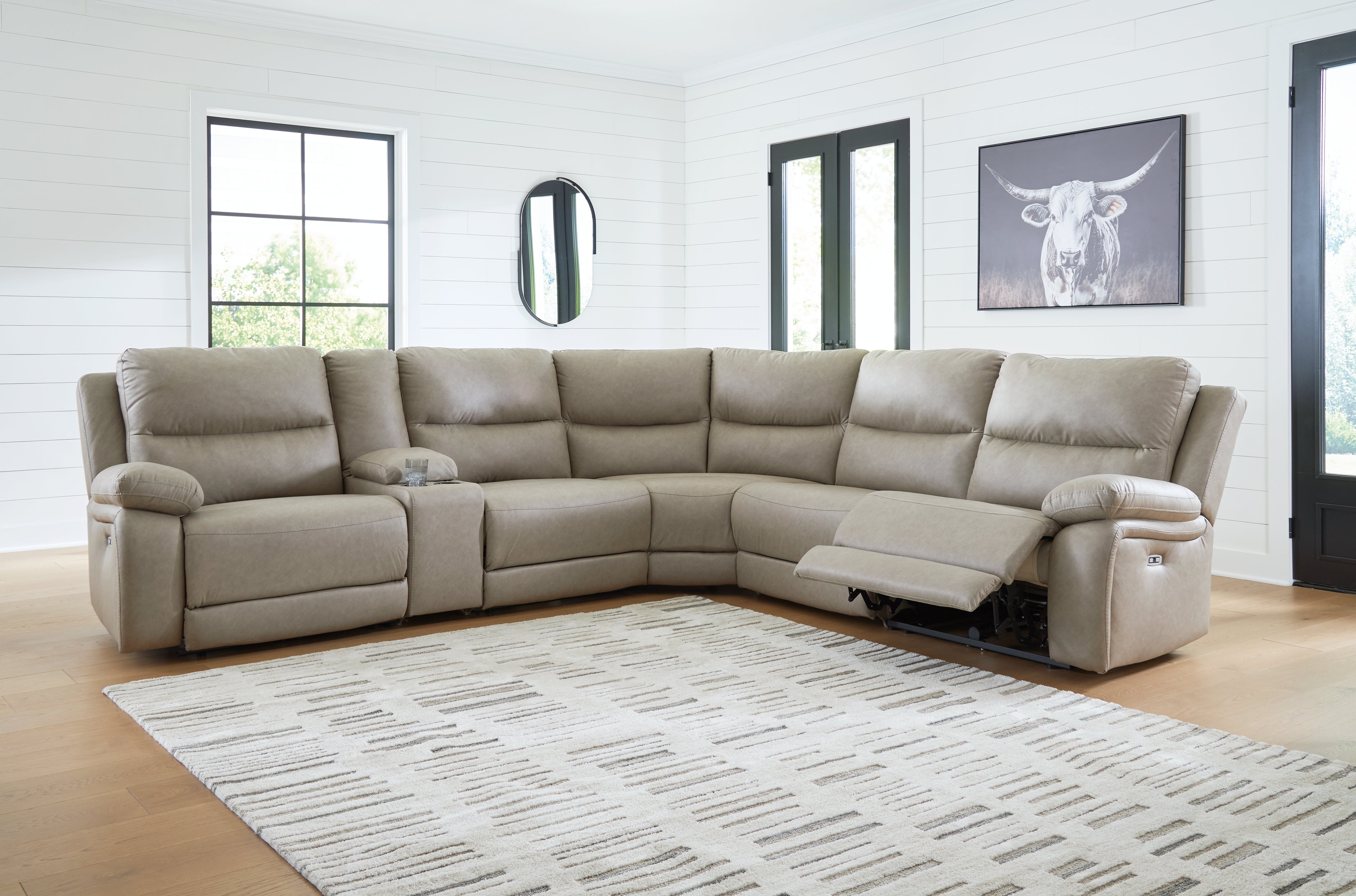 Orleans Furniture - Ashley Furniture - Narwhal Place Sectional - 6-Piece Power Reclining Sectional / Pebble - PC99201S10