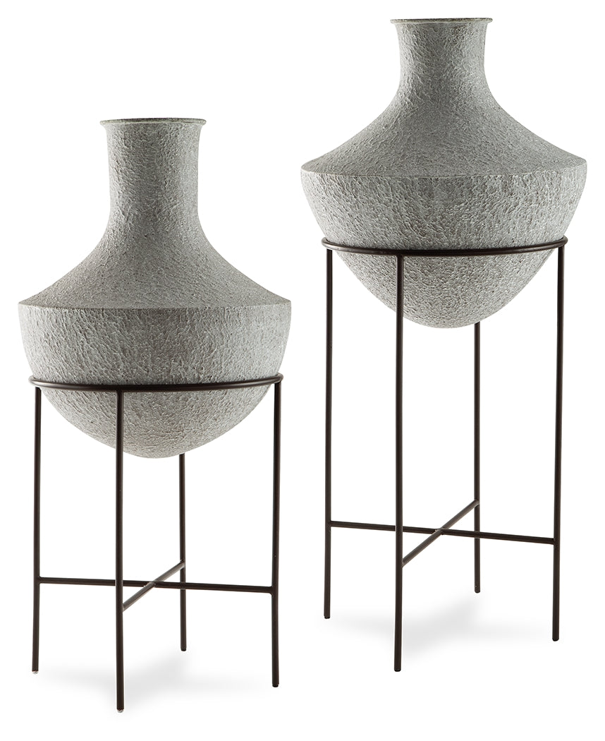 Orleans Furniture - Ashley Furniture - Estonbank Vase - Vase Set / Distressed Cream - A2000748A1