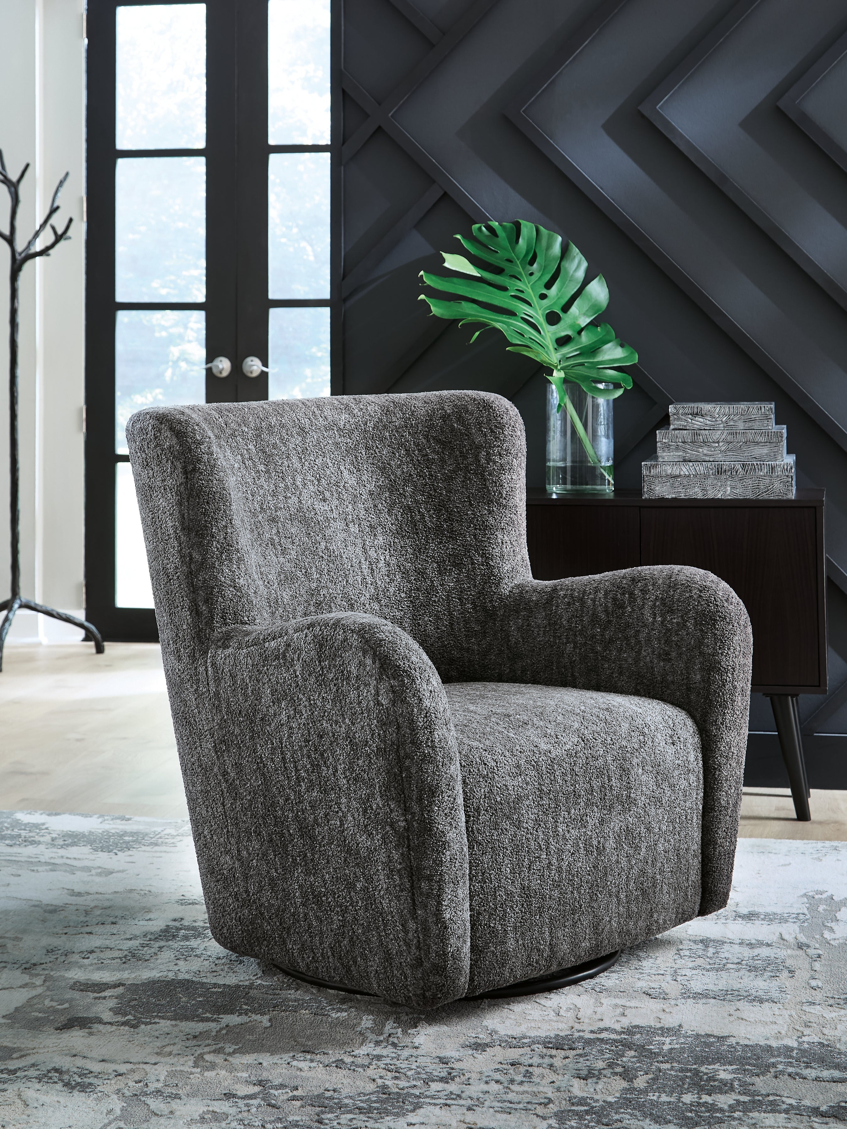 Orleans Furniture - Ashley Furniture - Rowenburg Swivel Glider Accent Chair - Swivel Glider Accent Chair / Heather Charcoal - A3000796