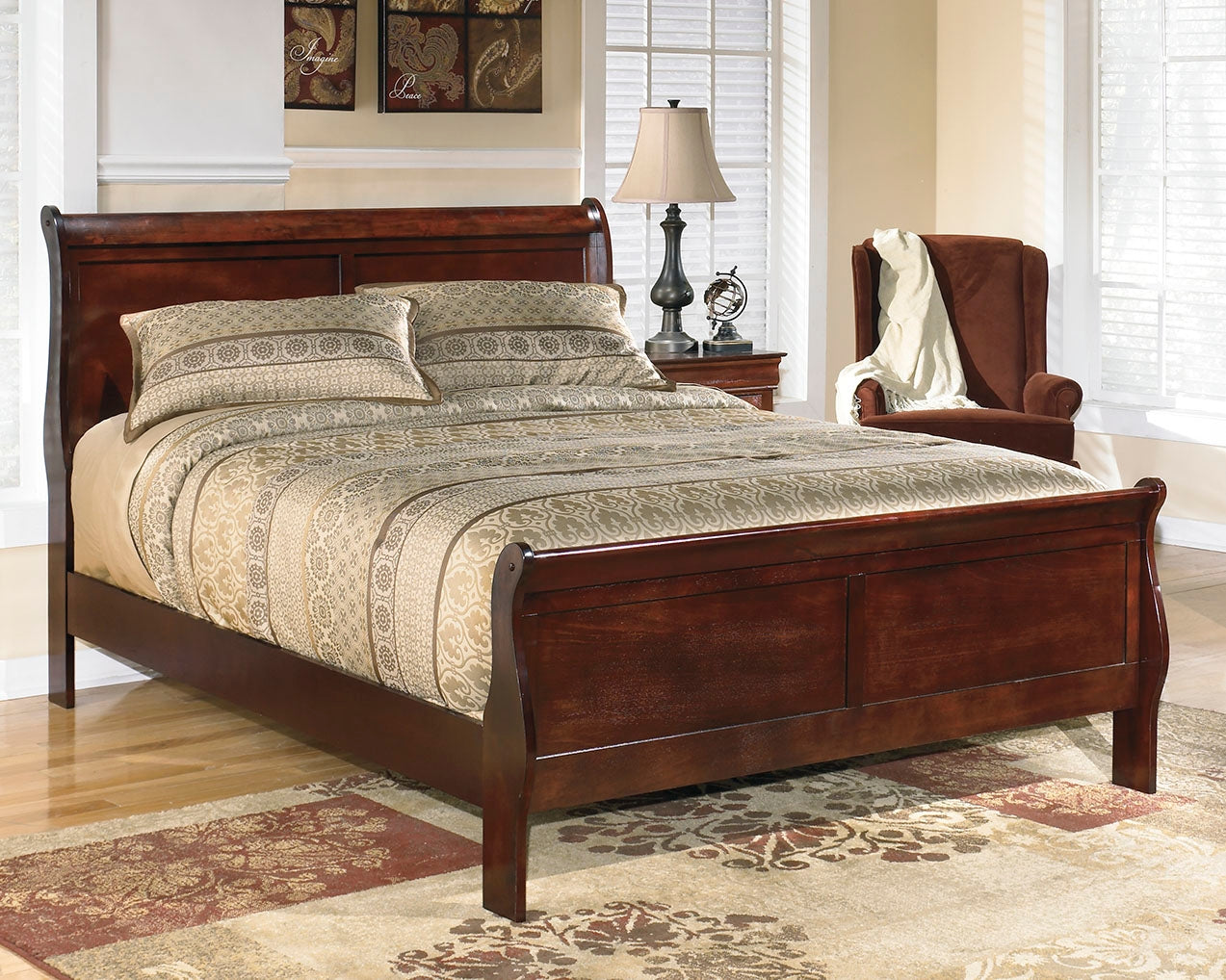 Orleans Furniture - Ashley Furniture - Alisdair Bedroom - King Sleigh Bed / Reddish Brown - B376B8