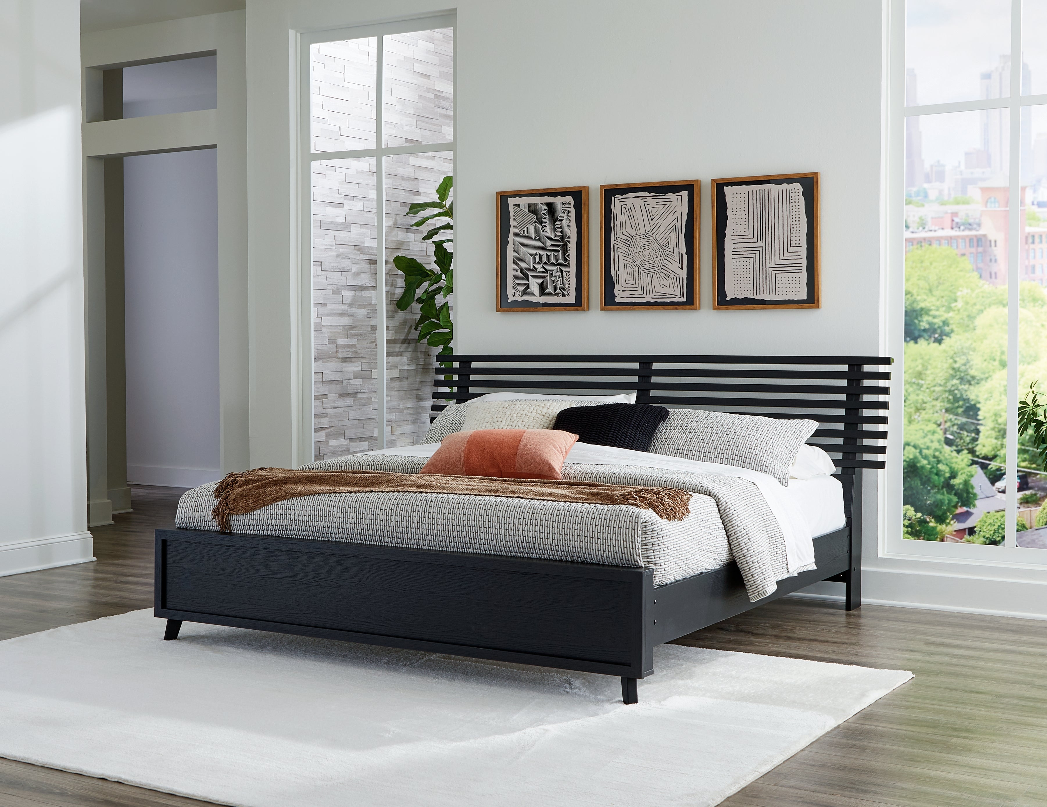 Orleans Furniture - Ashley Furniture - Danziar Bedroom - King Slat Panel Bed / Black - B1013B9