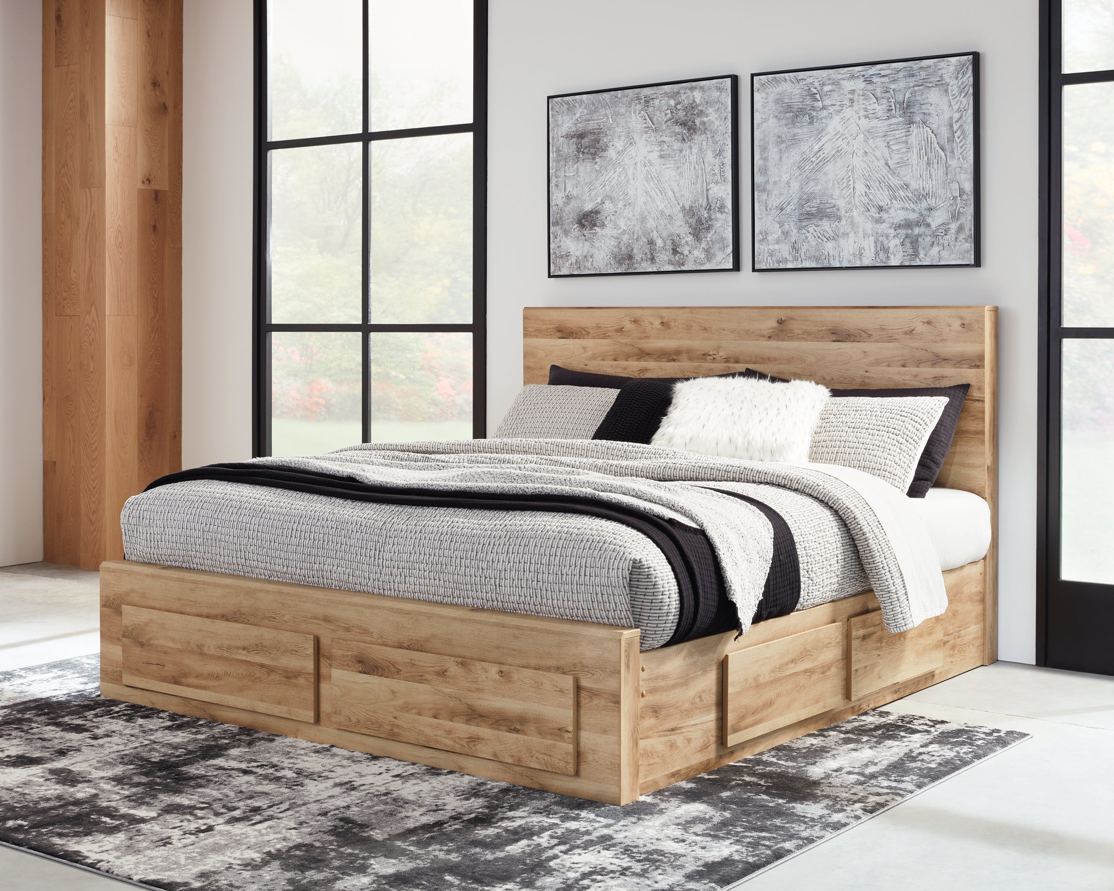 Orleans Furniture - Ashley Furniture - Hyanna Bedroom - Queen Panel Storage Bed with 2 Under Bed Storage Drawers / Tan Brown - B1050B8
