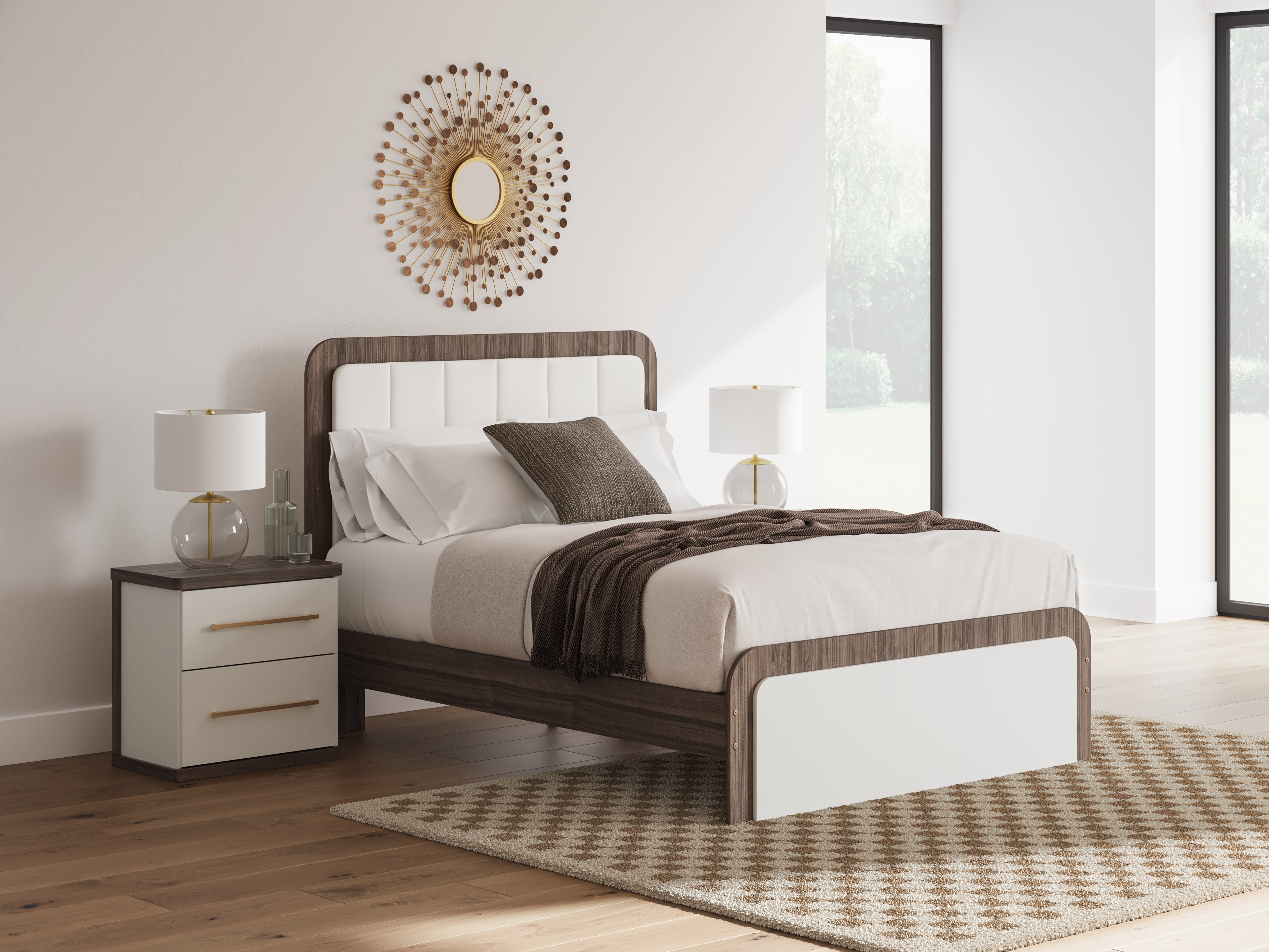 Orleans Furniture - Ashley Furniture - Kendanport Bedroom - Queen Upholstered Bed / White/Brown - PCB1108B7