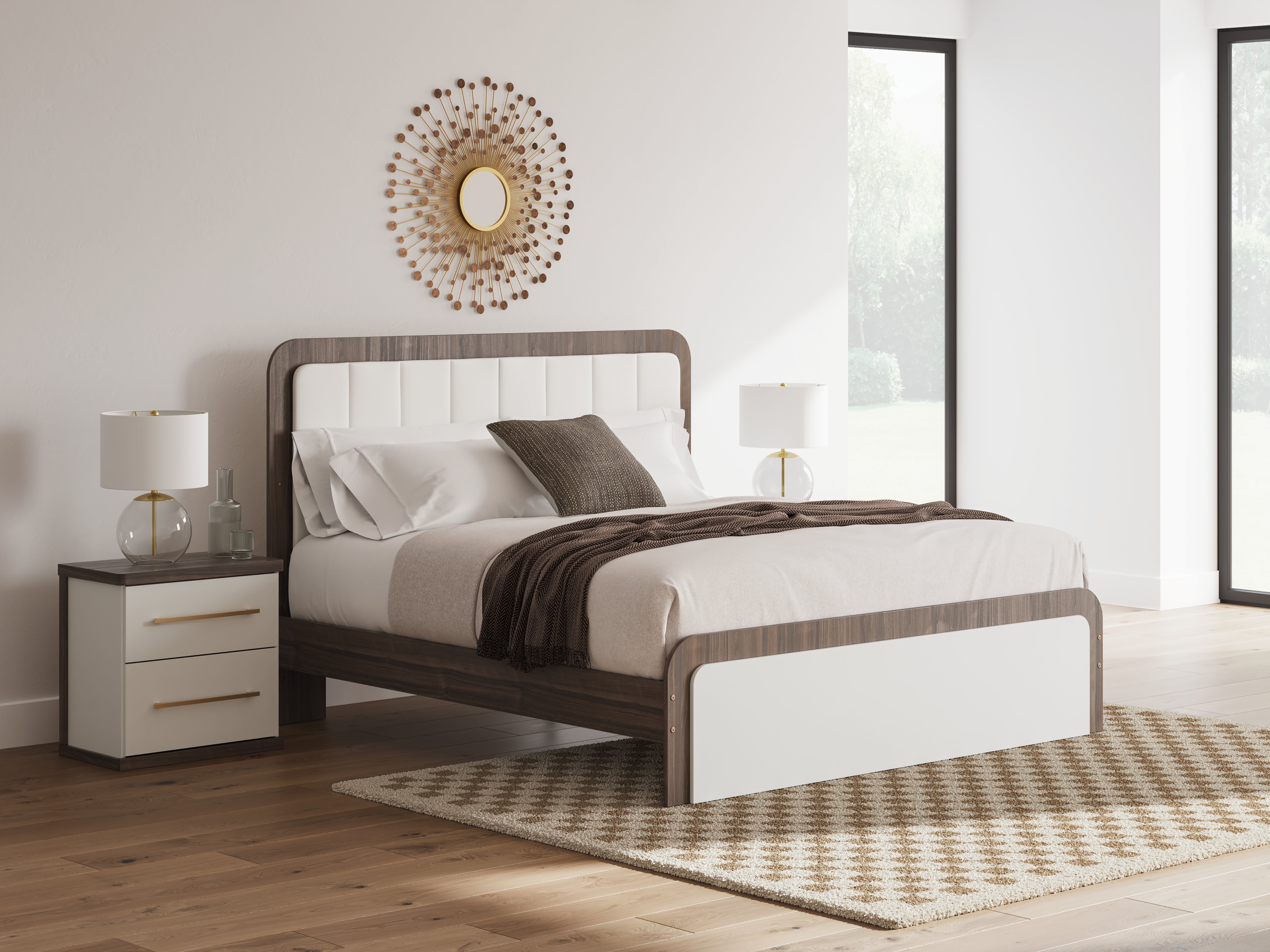 Orleans Furniture - Ashley Furniture - Kendanport Bedroom - King Upholstered Bed / White/Brown - PCB1108B8