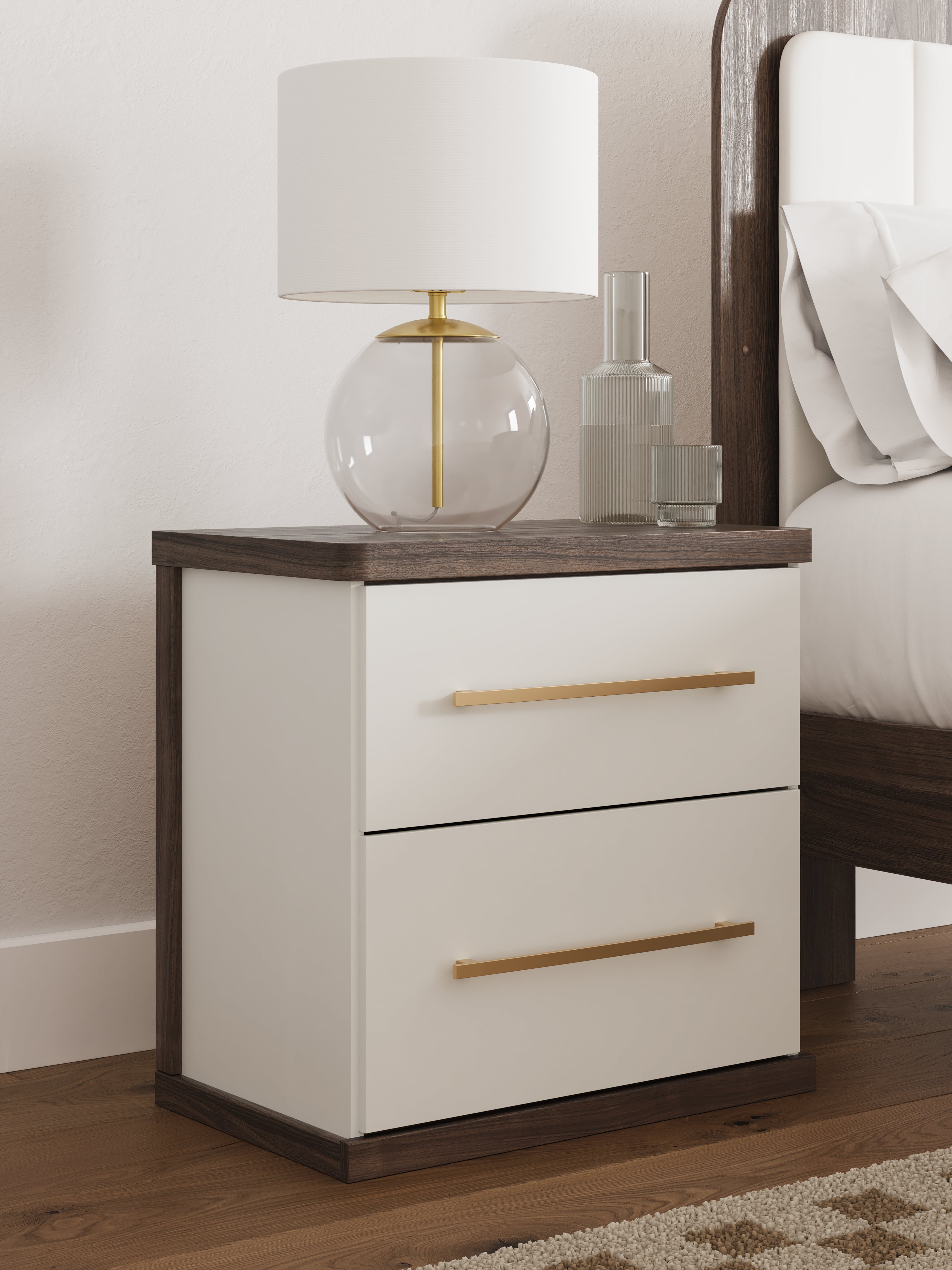Orleans Furniture - Ashley Furniture - Kendanport Bedroom - Two Drawer Night Stand / Brown/White - PCB1108-92