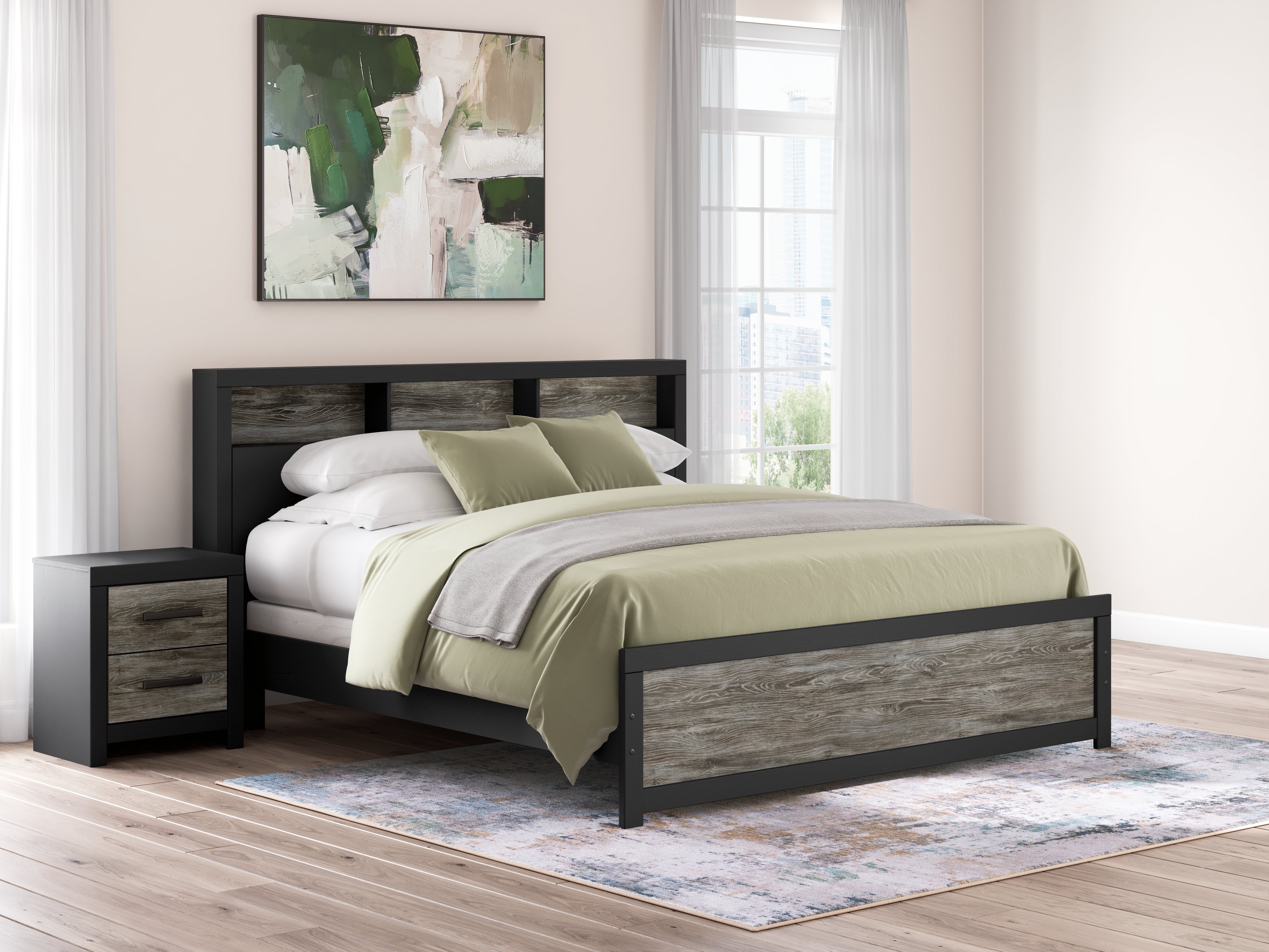 Orleans Furniture - Ashley Furniture - Broachmyn Bedroom - King Bookcase Panel Bed / Black/Gray - PCB1118B19