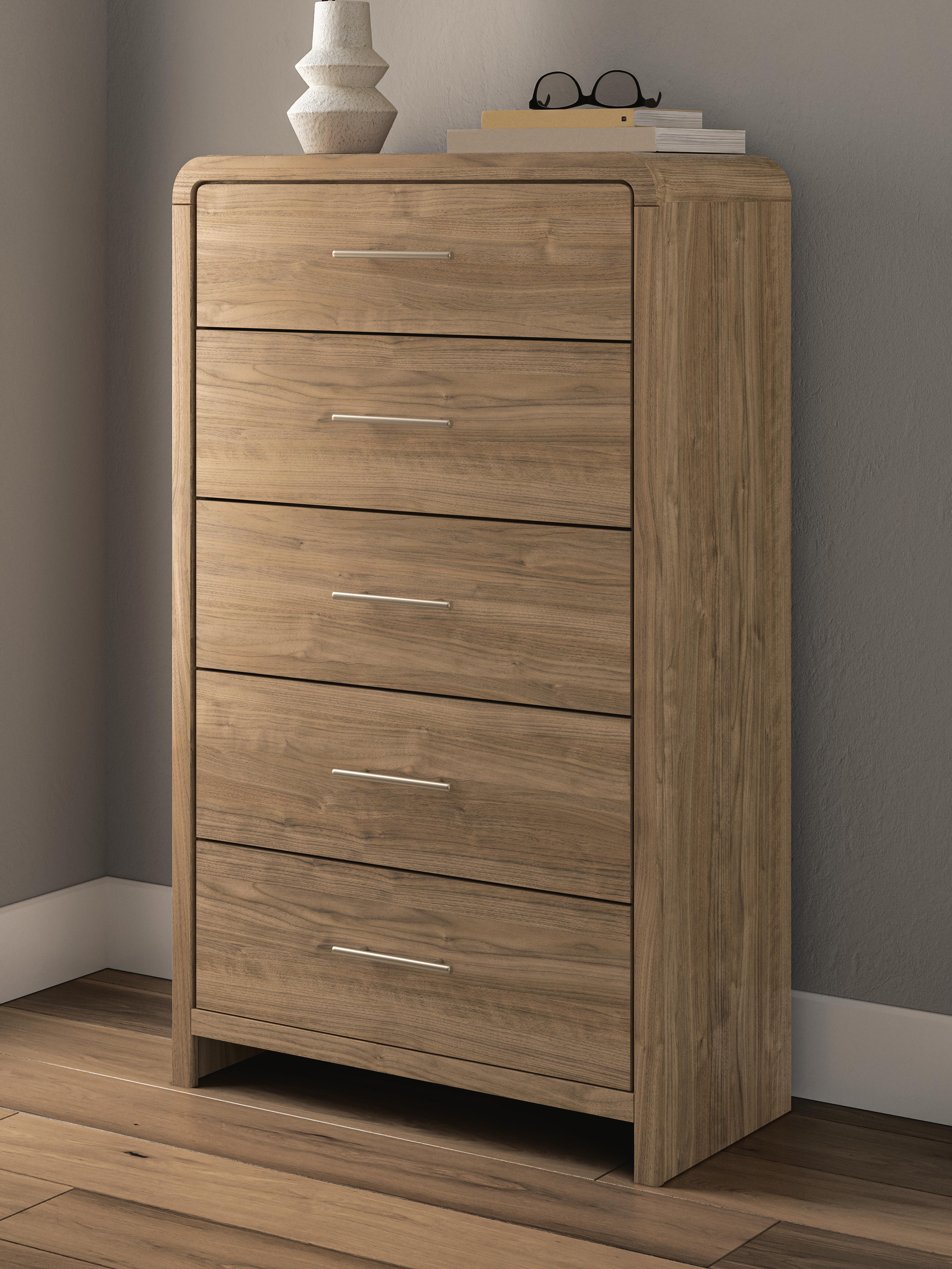 Orleans Furniture - Ashley Furniture - Gramburg Bedroom - Five Drawer Chest / Warm Natural Brown - PCB1121-46