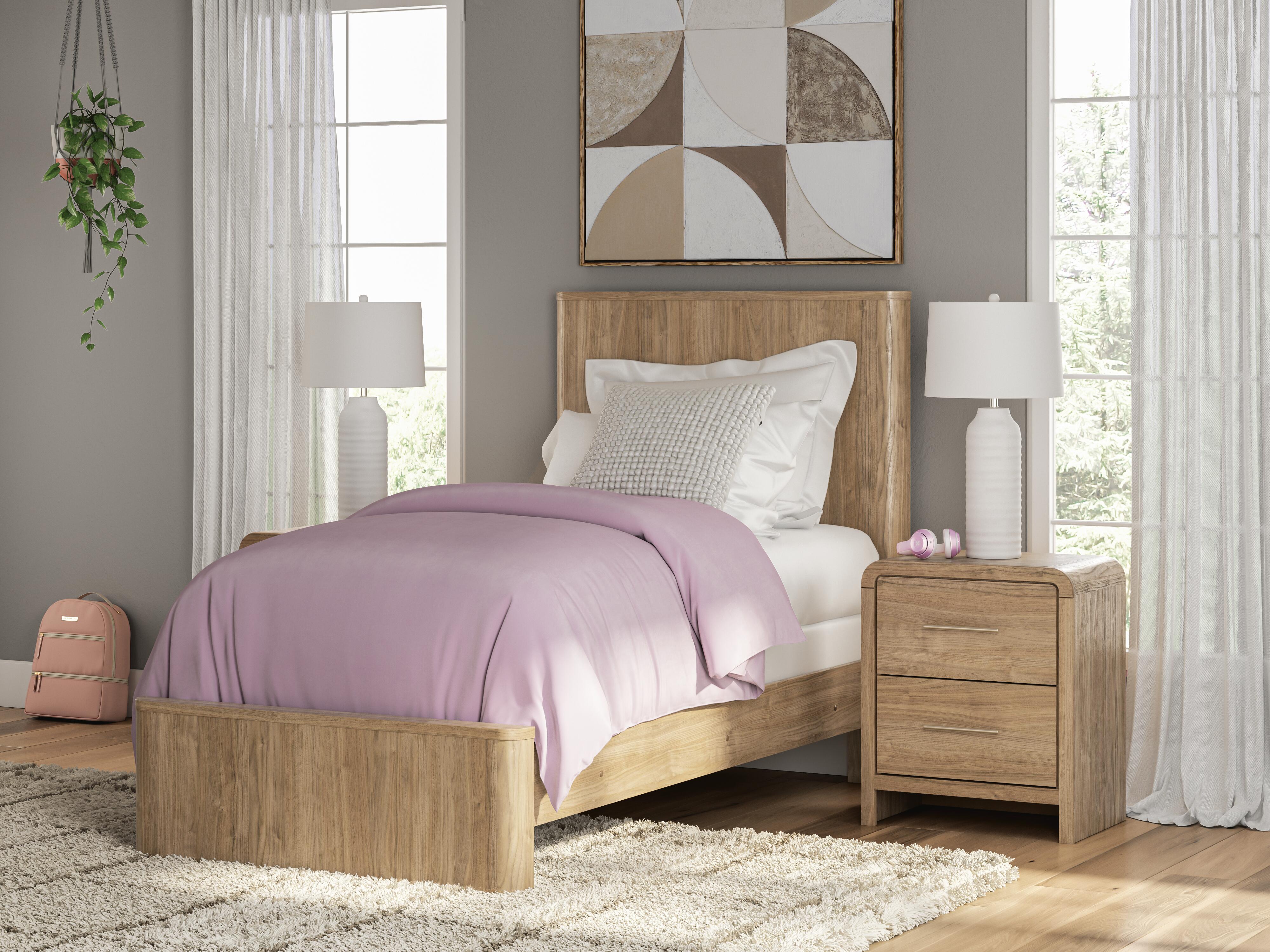Orleans Furniture - Ashley Furniture - Gramburg Bedroom - Twin Panel Bed / Warm Natural Brown - PCB1121B2