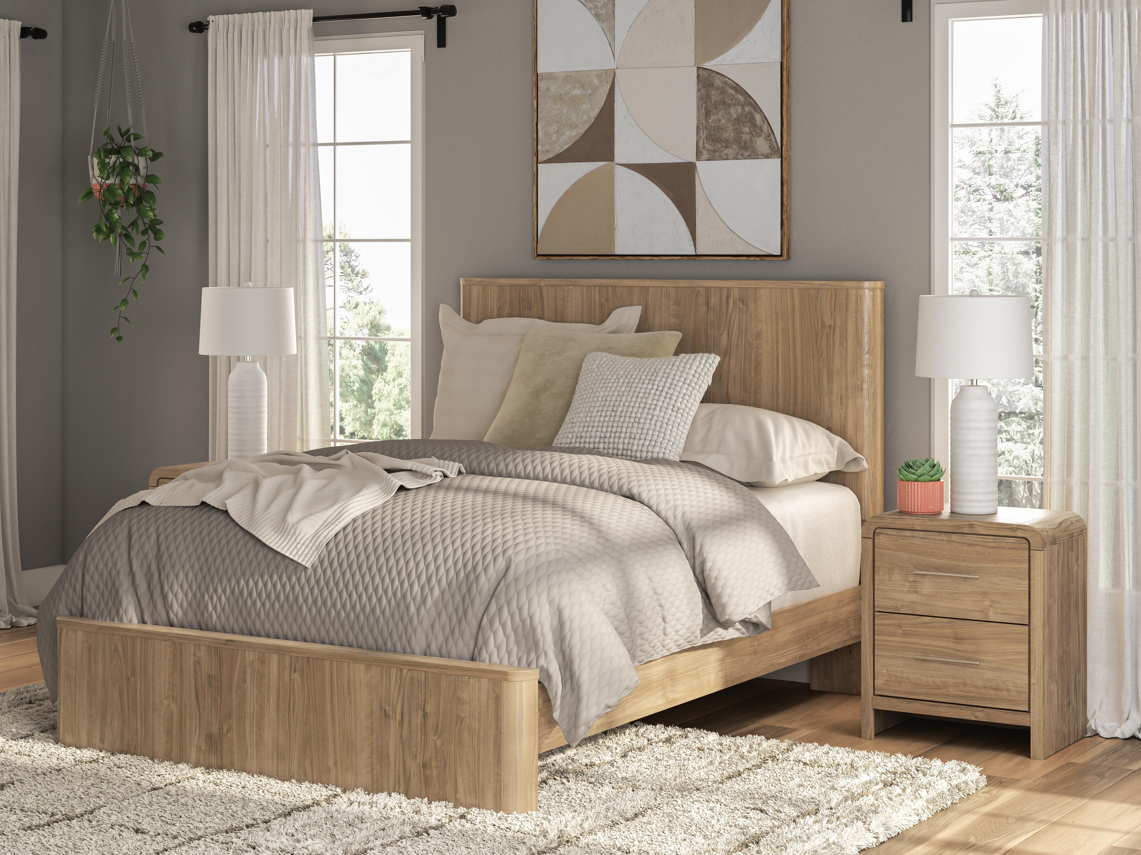 Orleans Furniture - Ashley Furniture - Gramburg Bedroom - Queen Panel Platform Bed / Warm Natural Brown - PCB1121B10