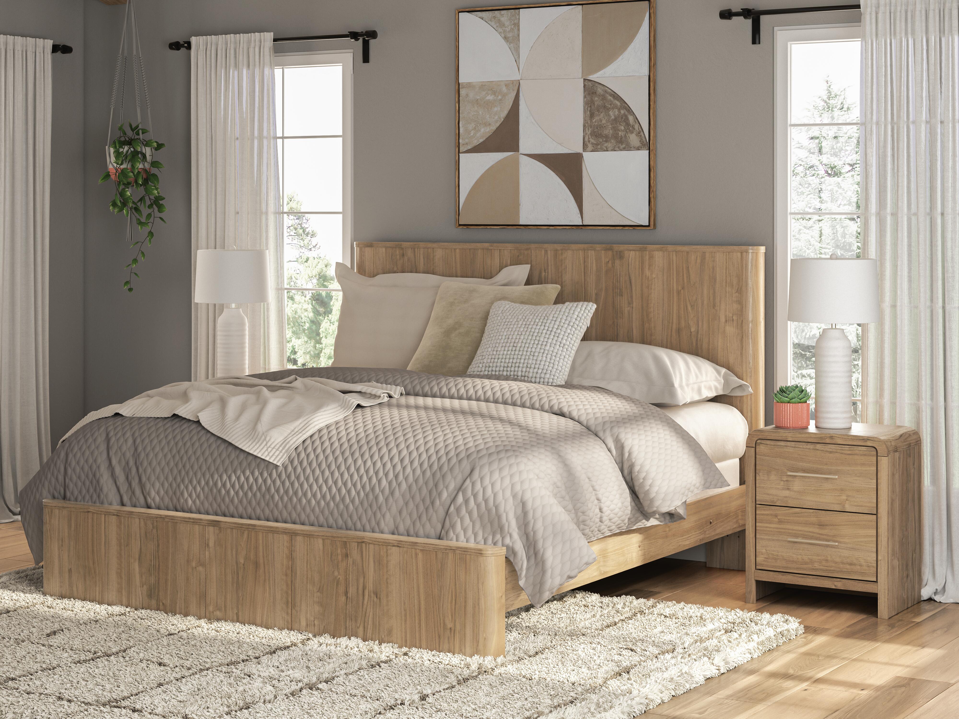Orleans Furniture - Ashley Furniture - Gramburg Bedroom - King Panel Bed / Warm Natural Brown - PCB1121B16