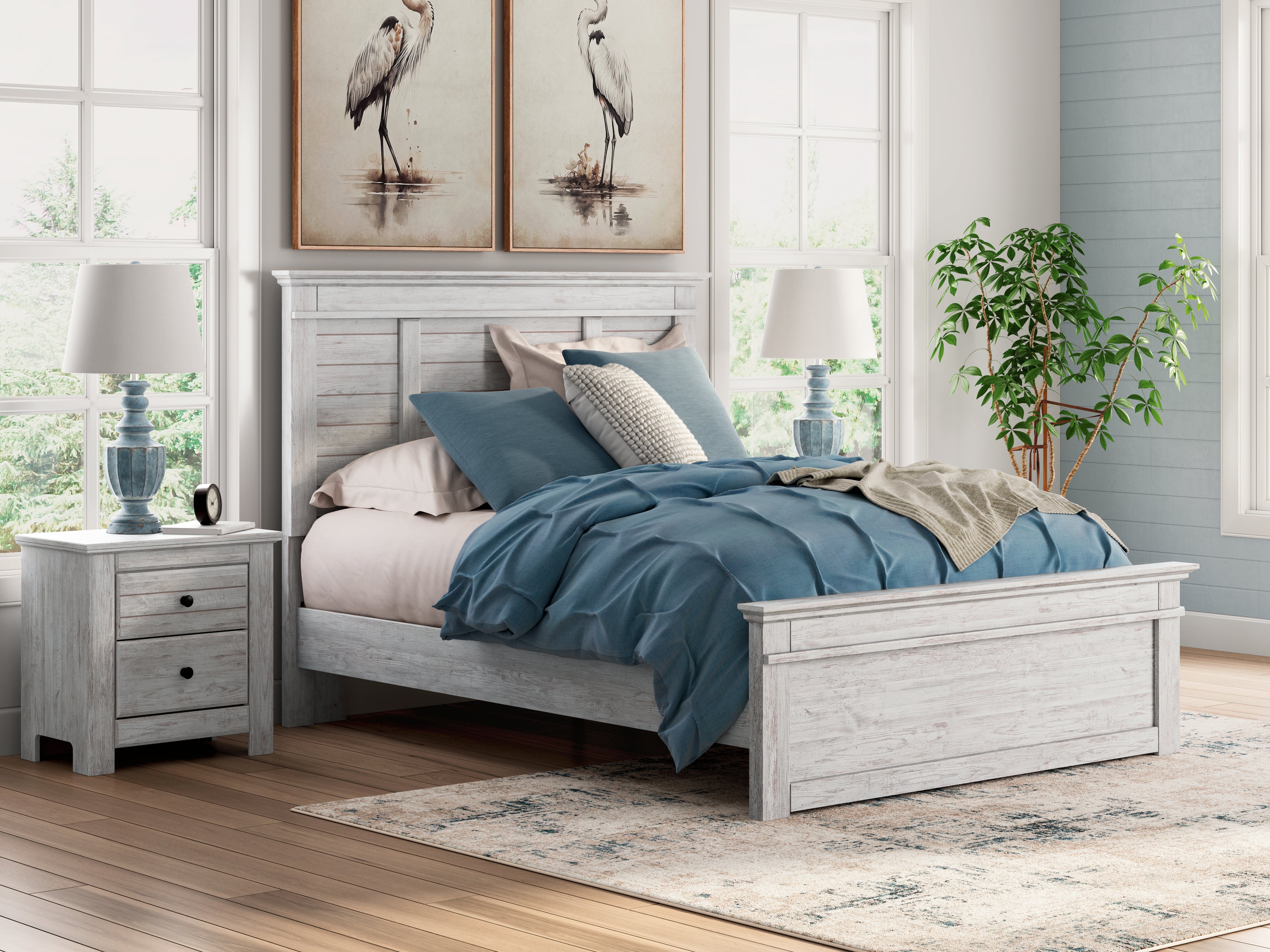 Orleans Furniture - Ashley Furniture - Makidern Bedroom - Queen Panel Bed / Whitewash - PCB1171B2