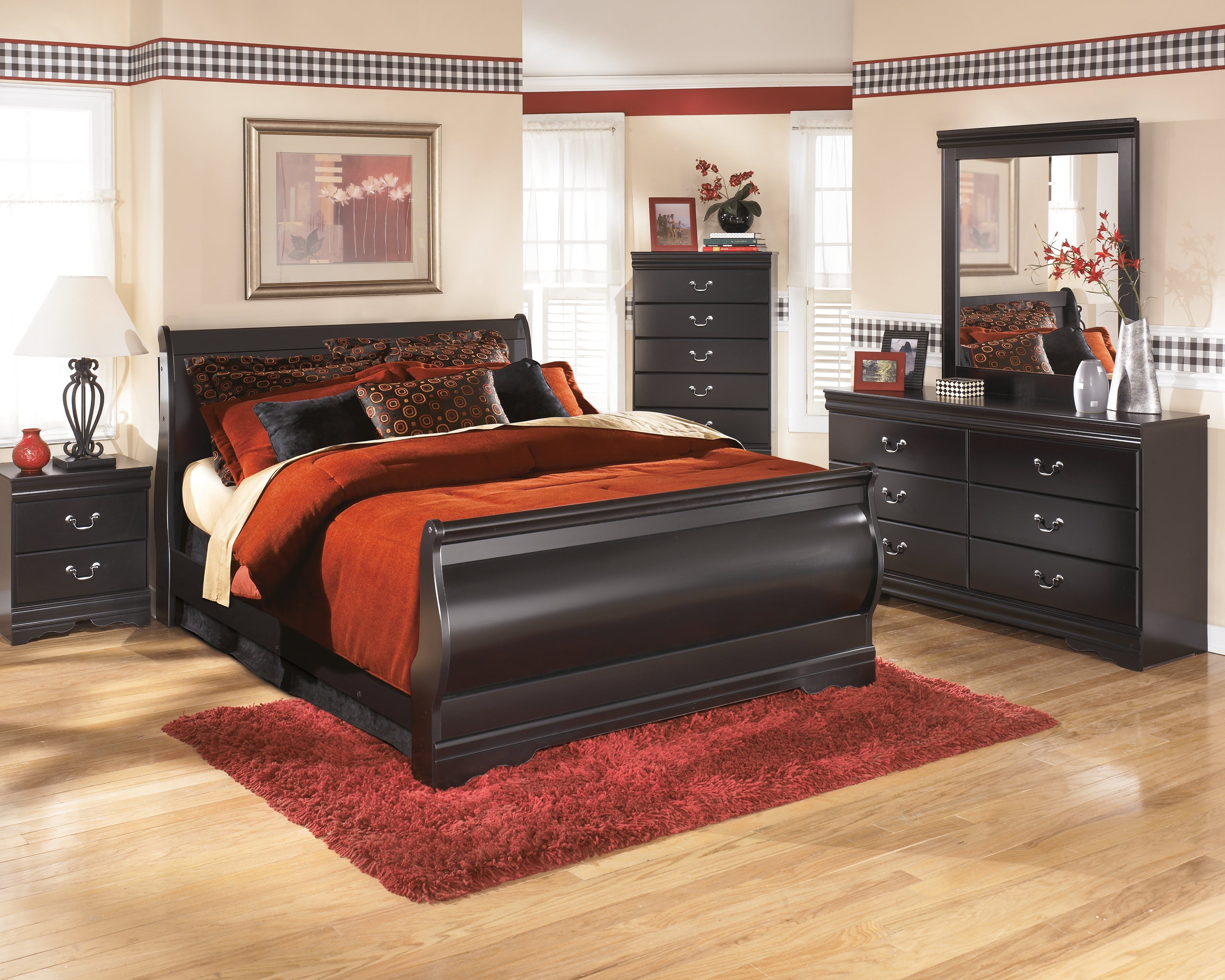 Orleans Furniture - Ashley Furniture - Huey Vineyard Bedroom - Queen Sleigh Bed / Black - B128B4
