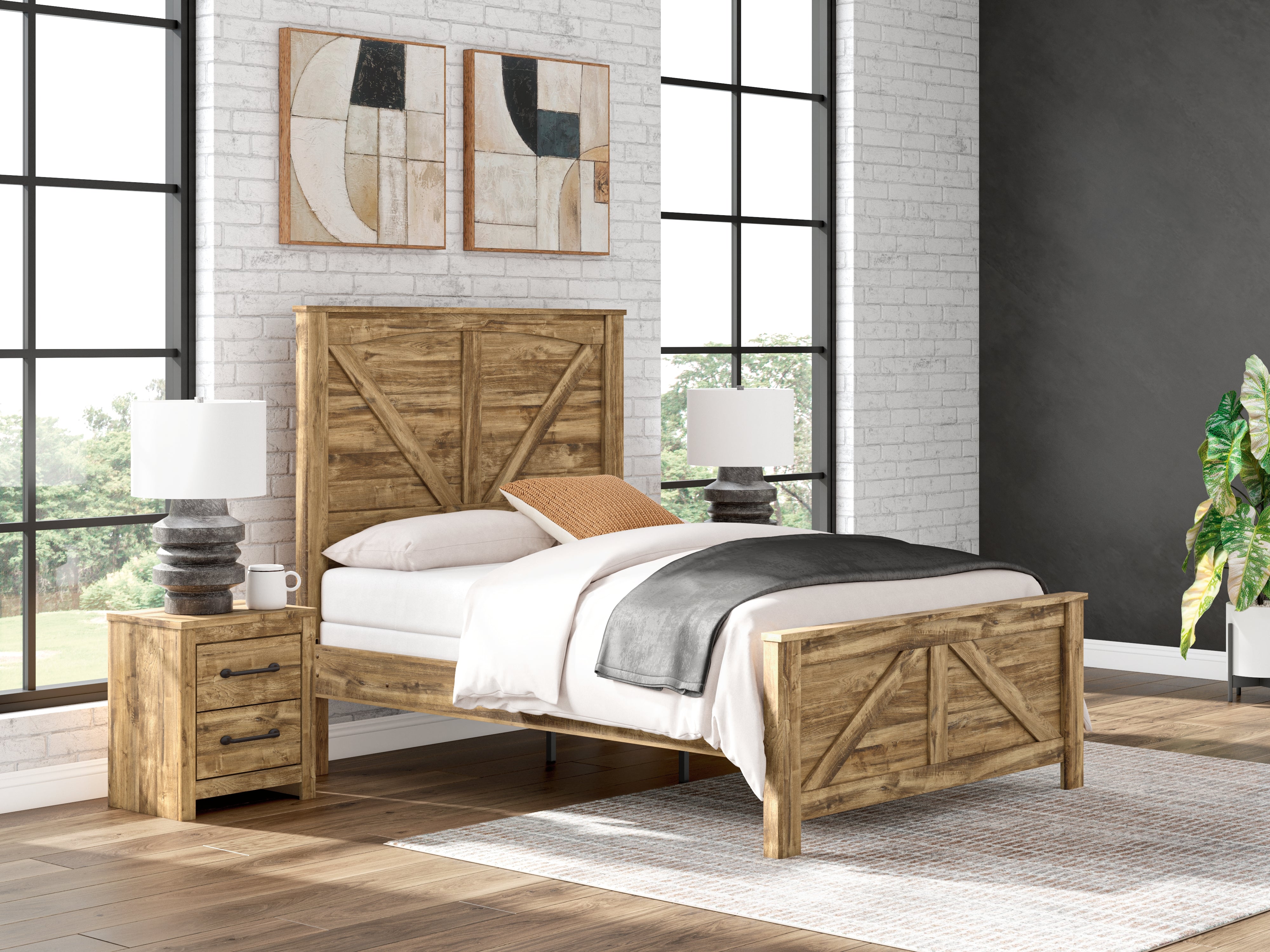 Orleans Furniture - Ashley Furniture - Maystonna Bedroom - Queen Crossbuck Panel Bed / Brown - PCB1580B2