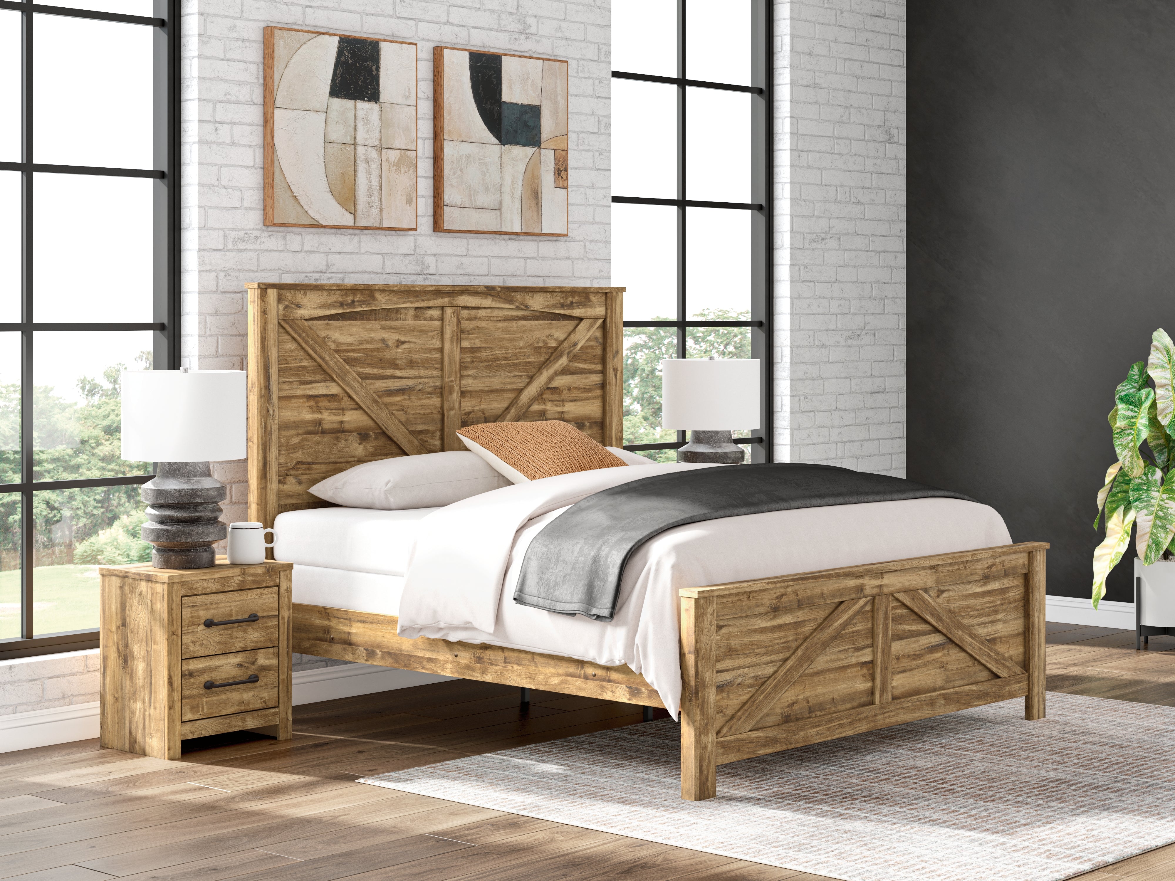 Orleans Furniture - Ashley Furniture - Maystonna Bedroom - King Crossbuck Panel Bed / Brown - PCB1580B6