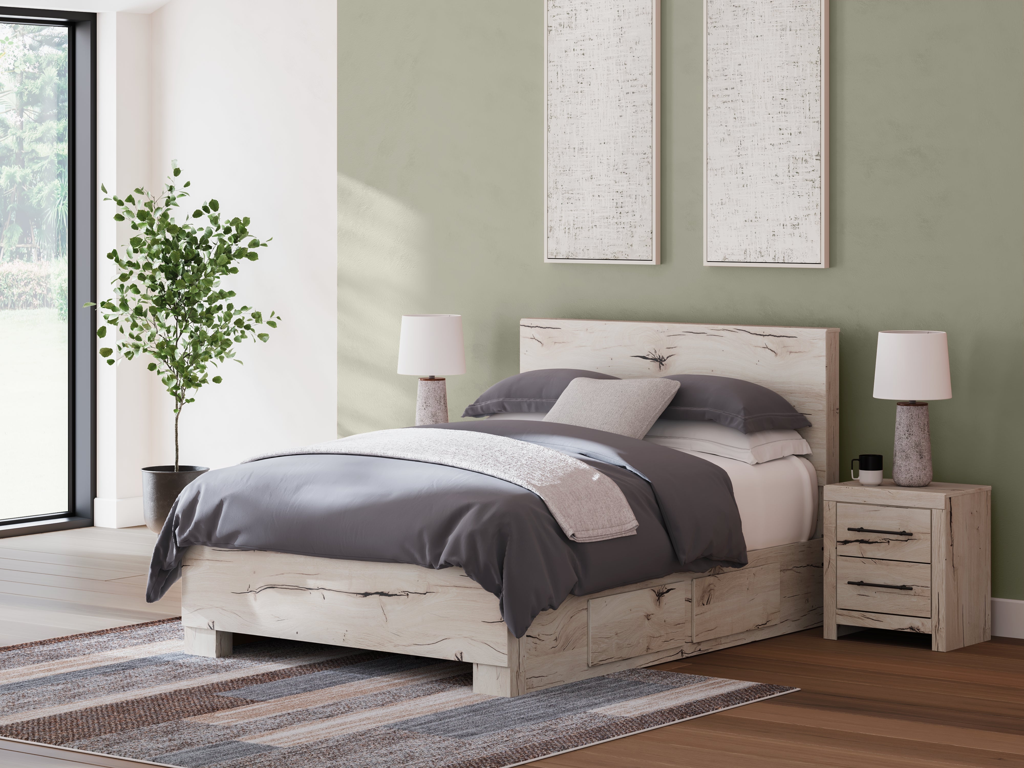 Orleans Furniture - Ashley Furniture - Lawroy Bedroom - Full Panel Bed with Storage / Light Natural - B2310B43