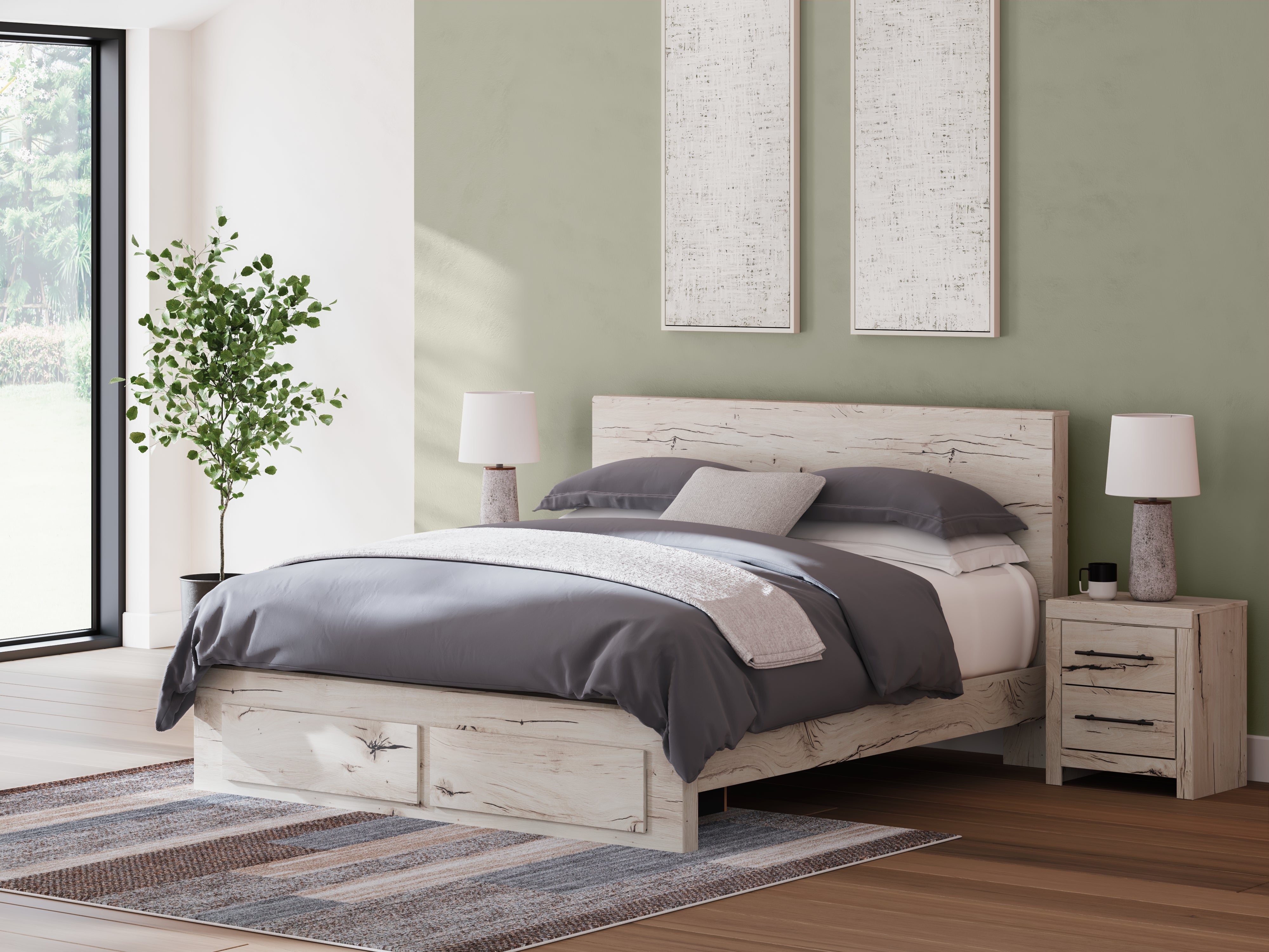Orleans Furniture - Ashley Furniture - Lawroy Bedroom - King Panel Storage Bed / Light Natural - B2310B11