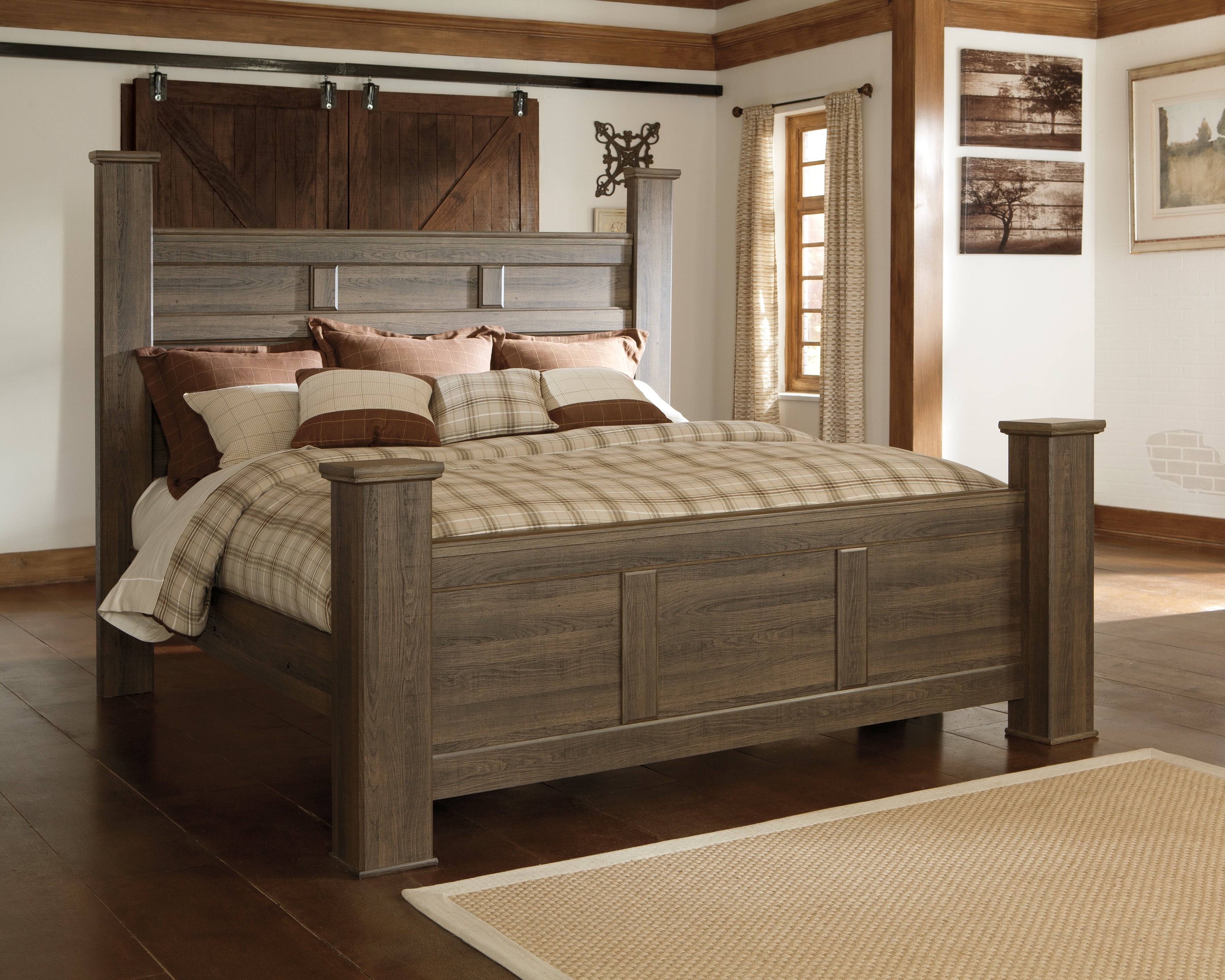 Orleans Furniture - Ashley Furniture - Juararo Bedroom - King Poster Bed / Dark Brown - B251B10
