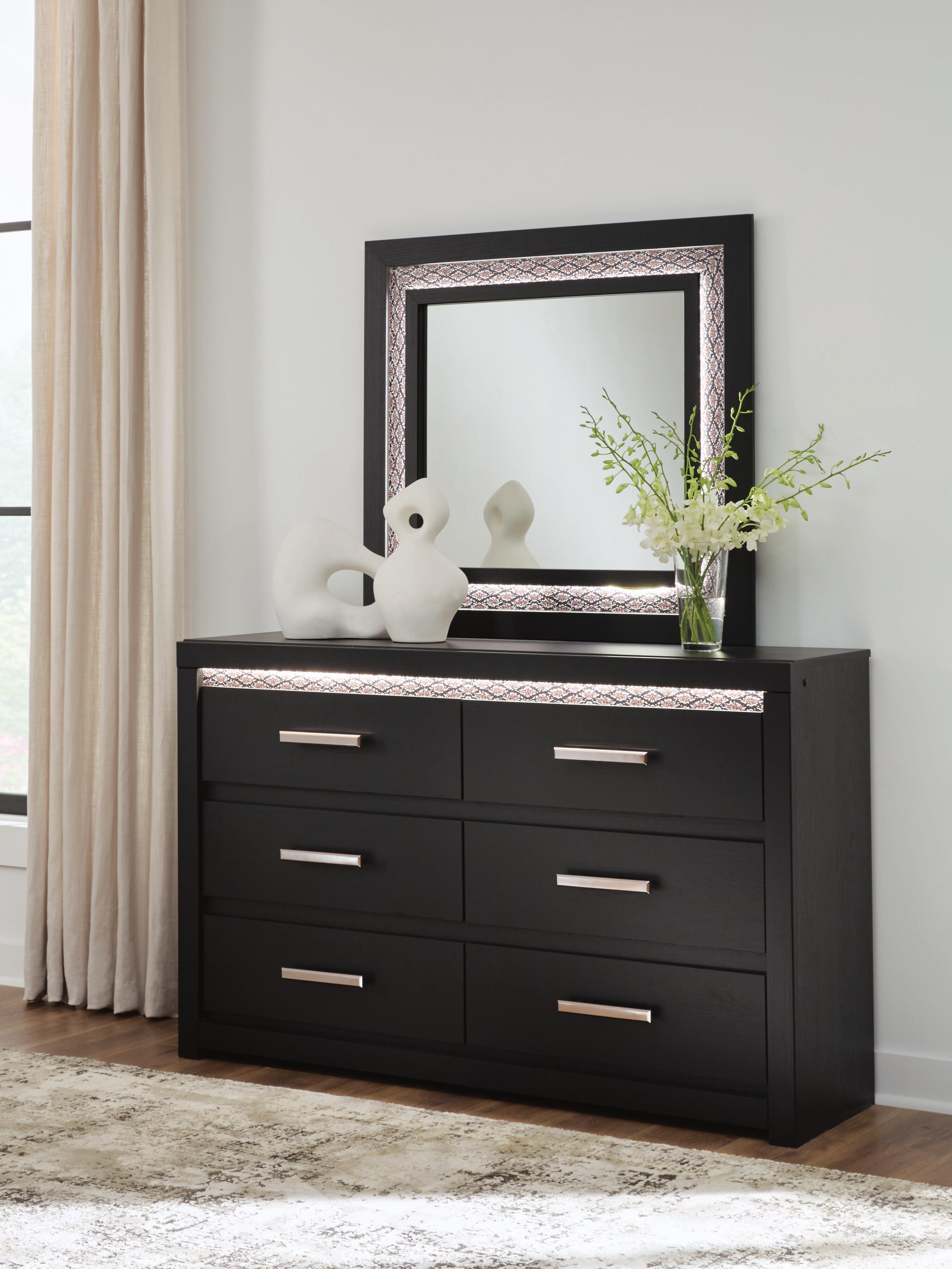 Orleans Furniture - Ashley Furniture - Shoralli Bedroom - Dresser and Mirror / Black - B2611B1