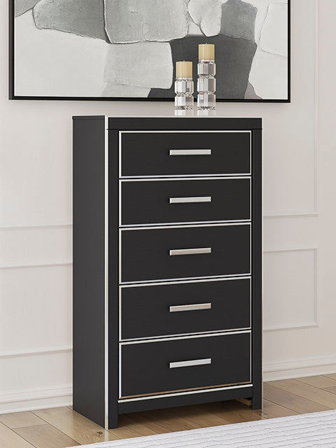 Orleans Furniture - Ashley Furniture - Zuraleus Bedroom - Five Drawer Chest / Black - PCB3380-46