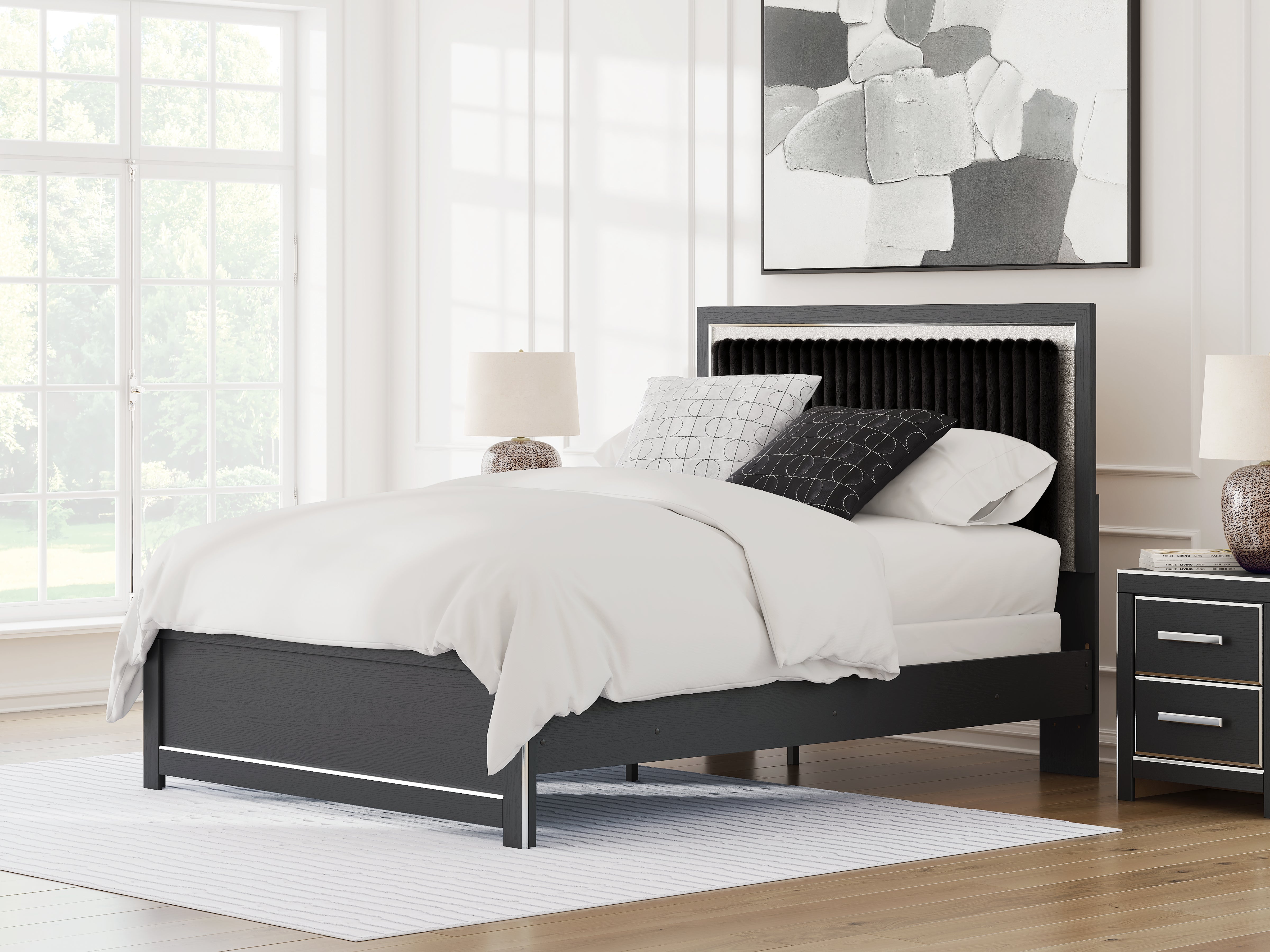 Orleans Furniture - Ashley Furniture - Zuraleus Bedroom - Queen Upholstered Panel Bed / Black - PCB3380B6