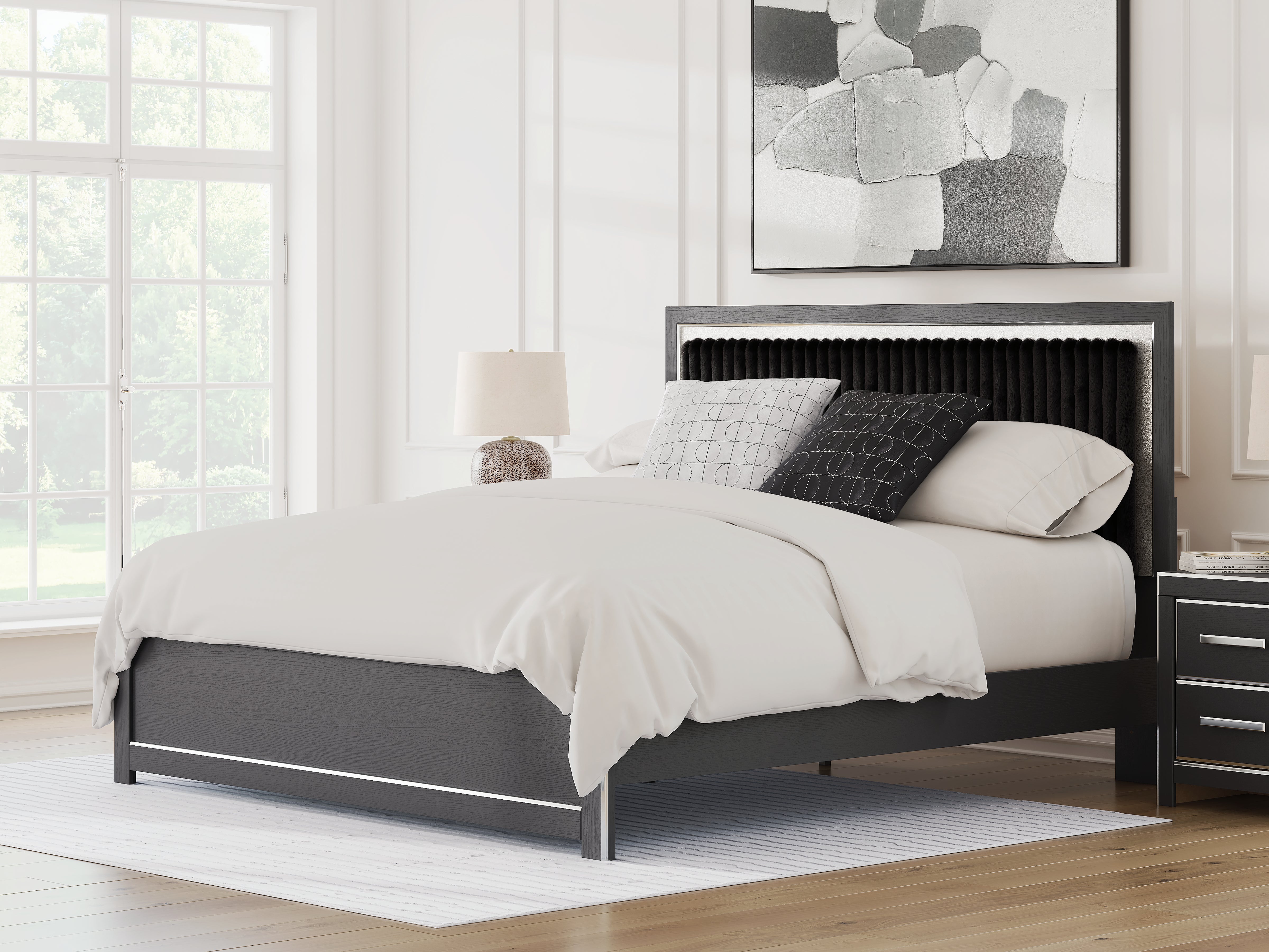 Orleans Furniture - Ashley Furniture - Zuraleus Bedroom - King Upholstered Platform Bed / Black - PCB3380B10
