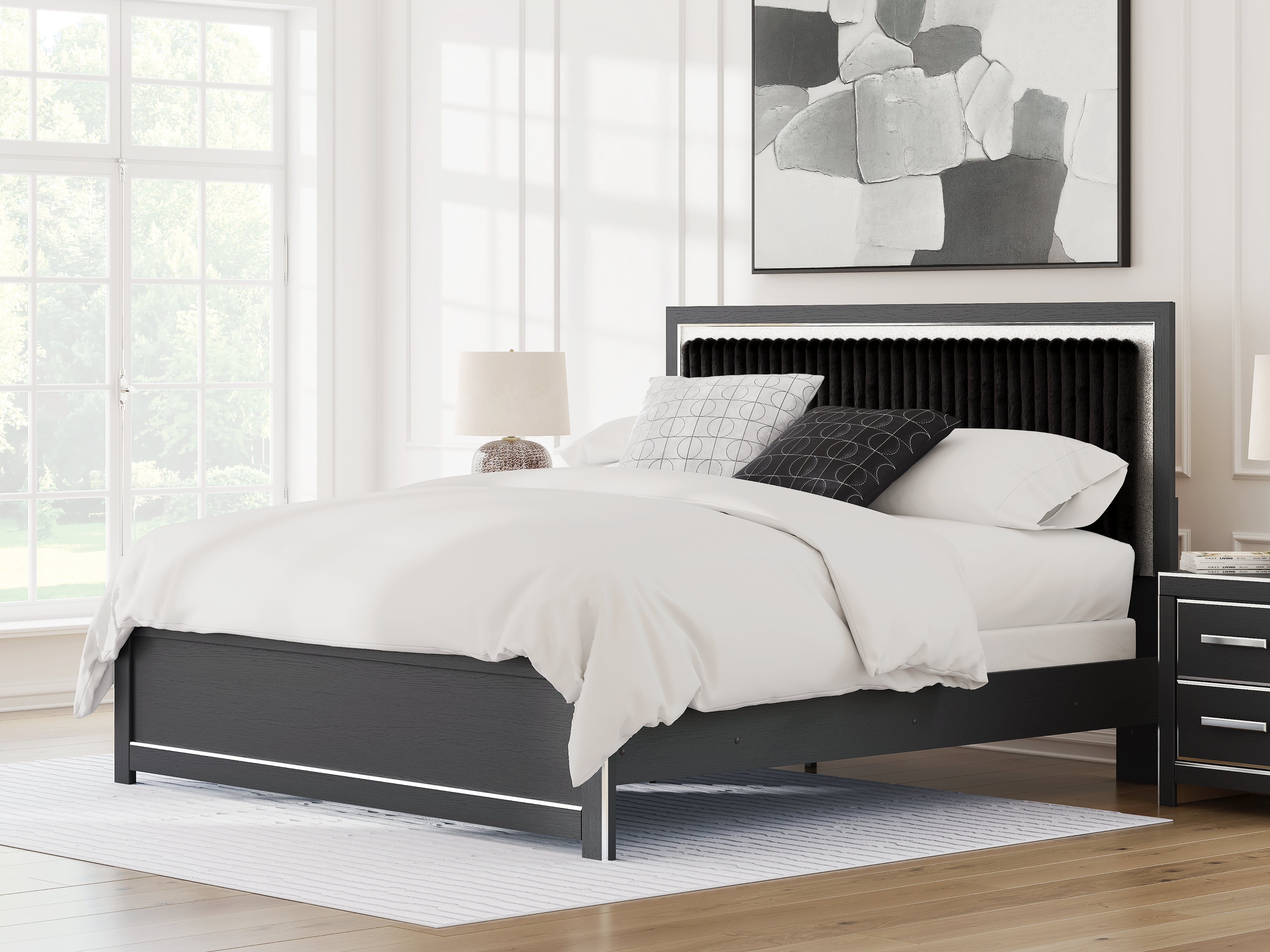 Orleans Furniture - Ashley Furniture - Zuraleus Bedroom - King Upholstered Panel Bed / Black - PCB3380B12