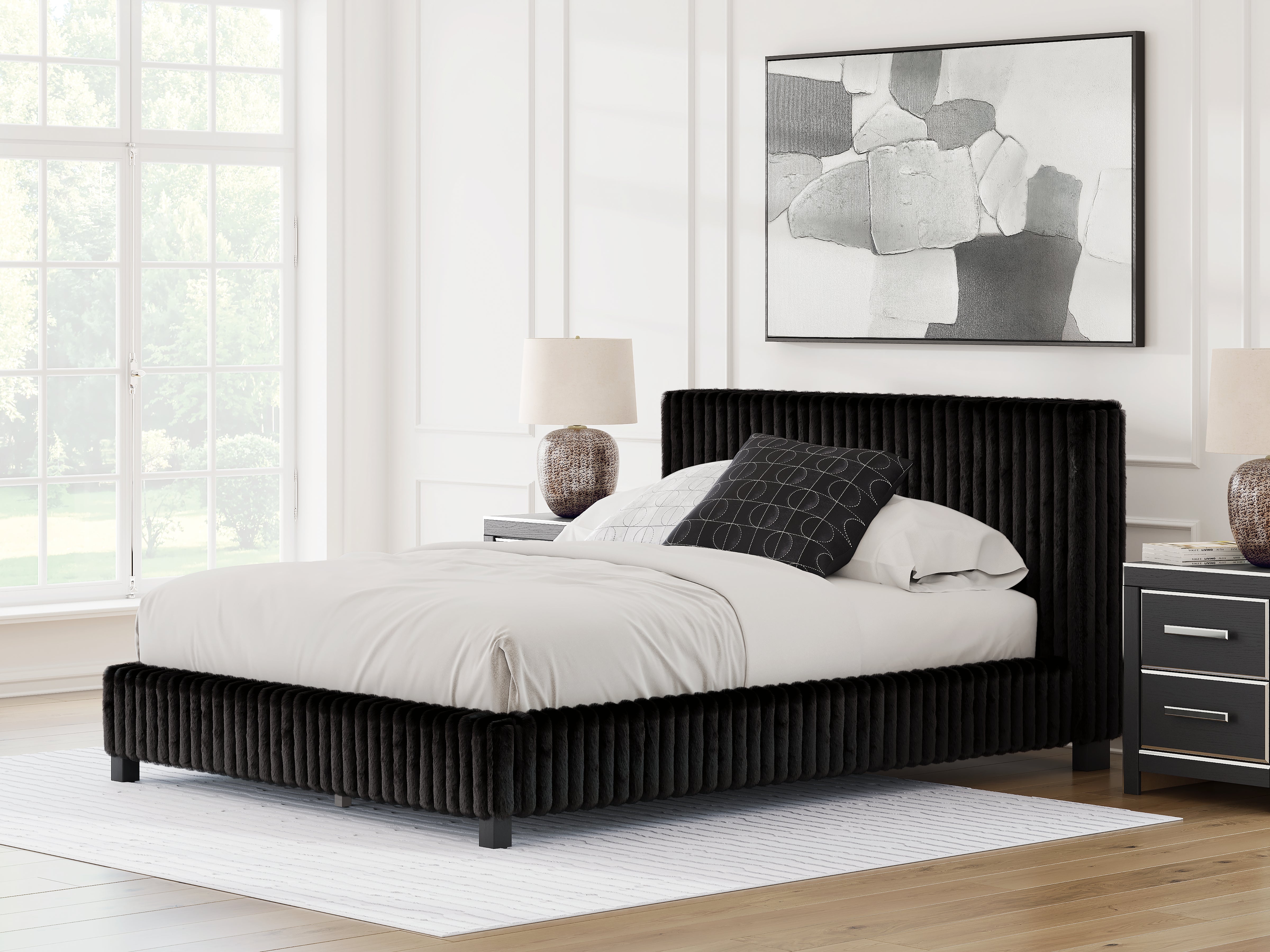 Orleans Furniture - Ashley Furniture - Zuraleus Bedroom - Queen Upholstered Bed / Black - PCB3380B8