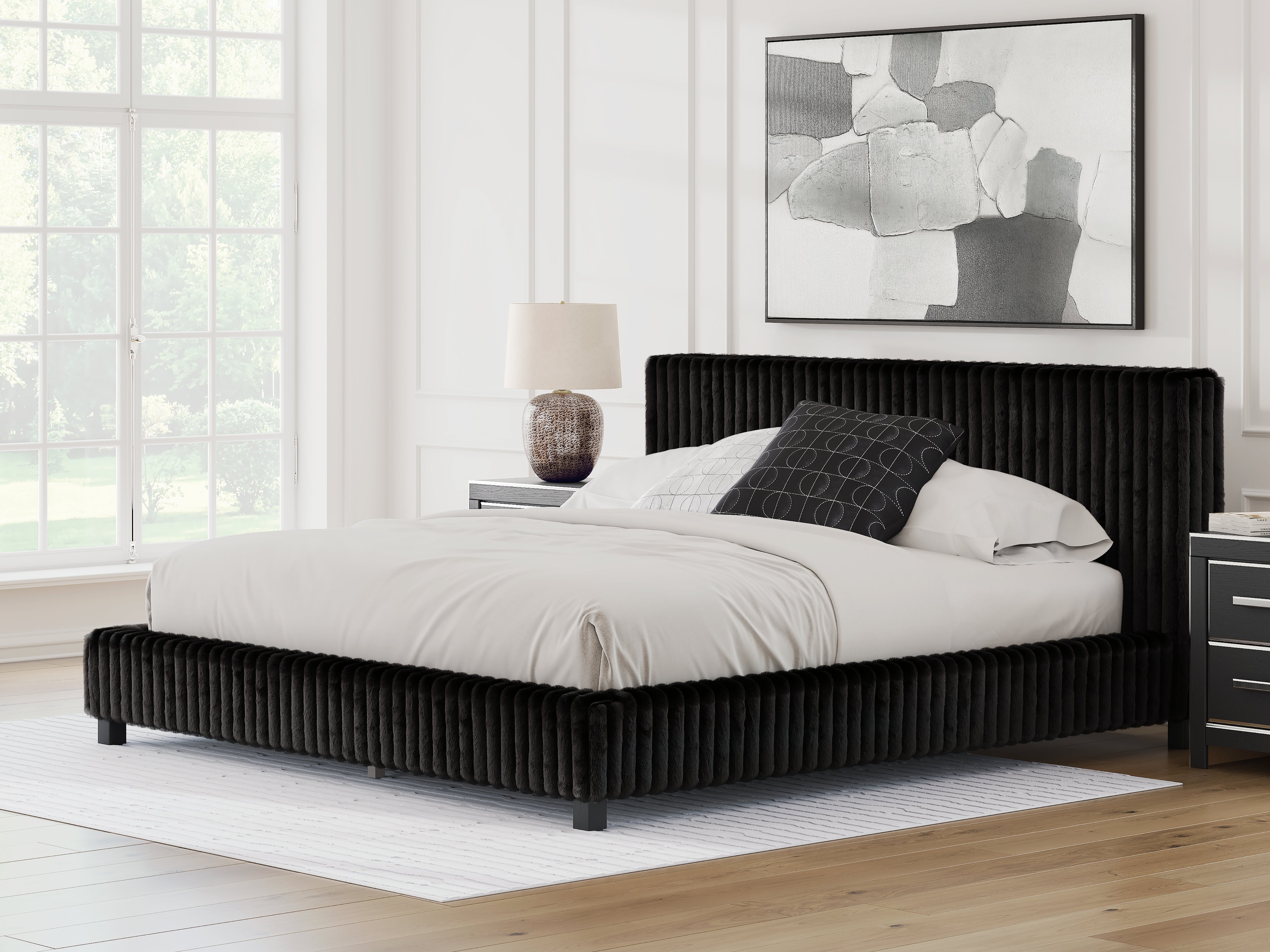 Orleans Furniture - Ashley Furniture - Zuraleus Bedroom - King Upholstered Bed / Black - PCB3380B13