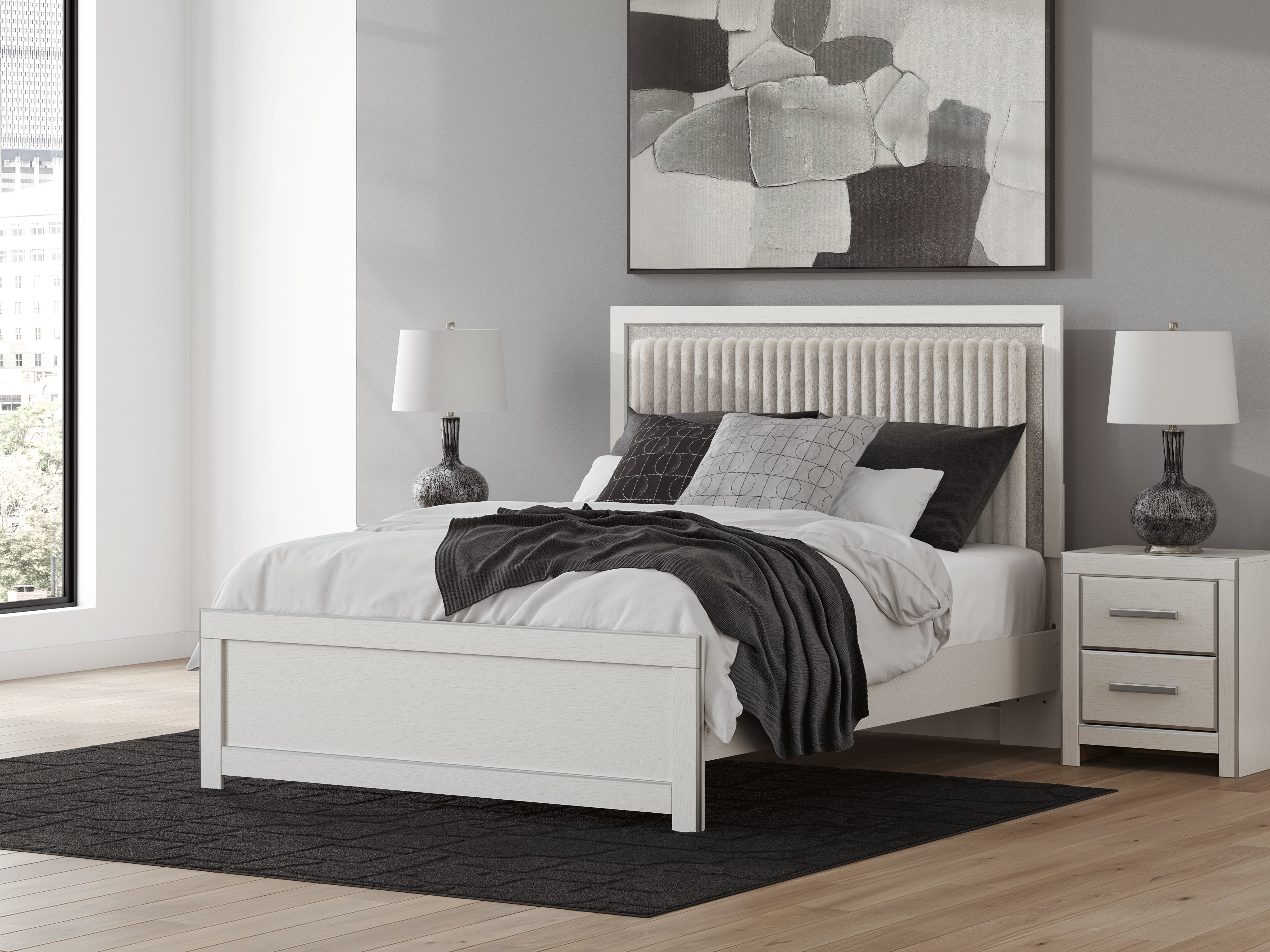 Orleans Furniture - Ashley Furniture - Zuraleus Bedroom - Queen Upholstered Panel Bed / White - PCB3381B2