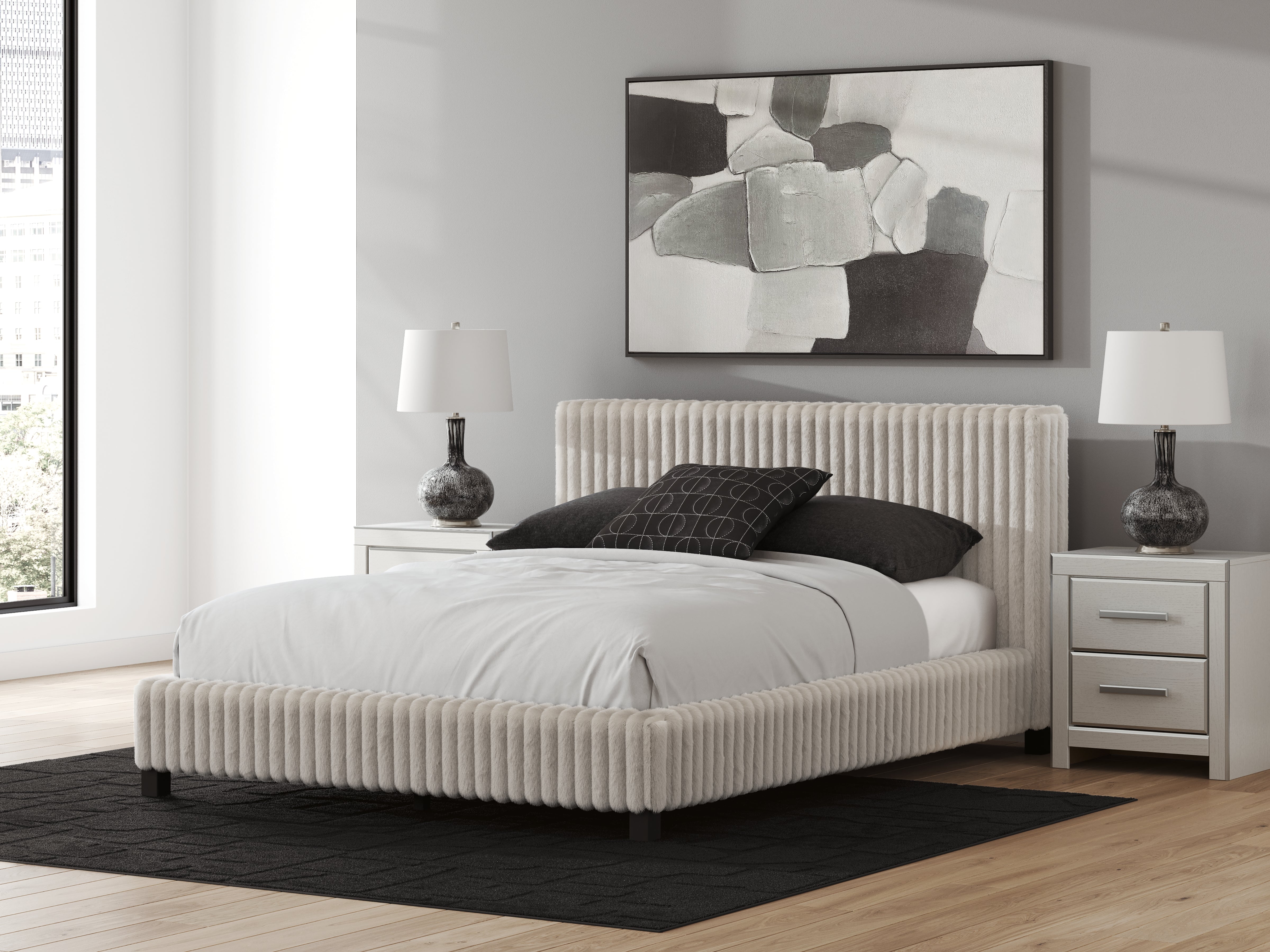Orleans Furniture - Ashley Furniture - Zuraleus Bedroom - Queen Upholstered Bed / White - PCB3381B11