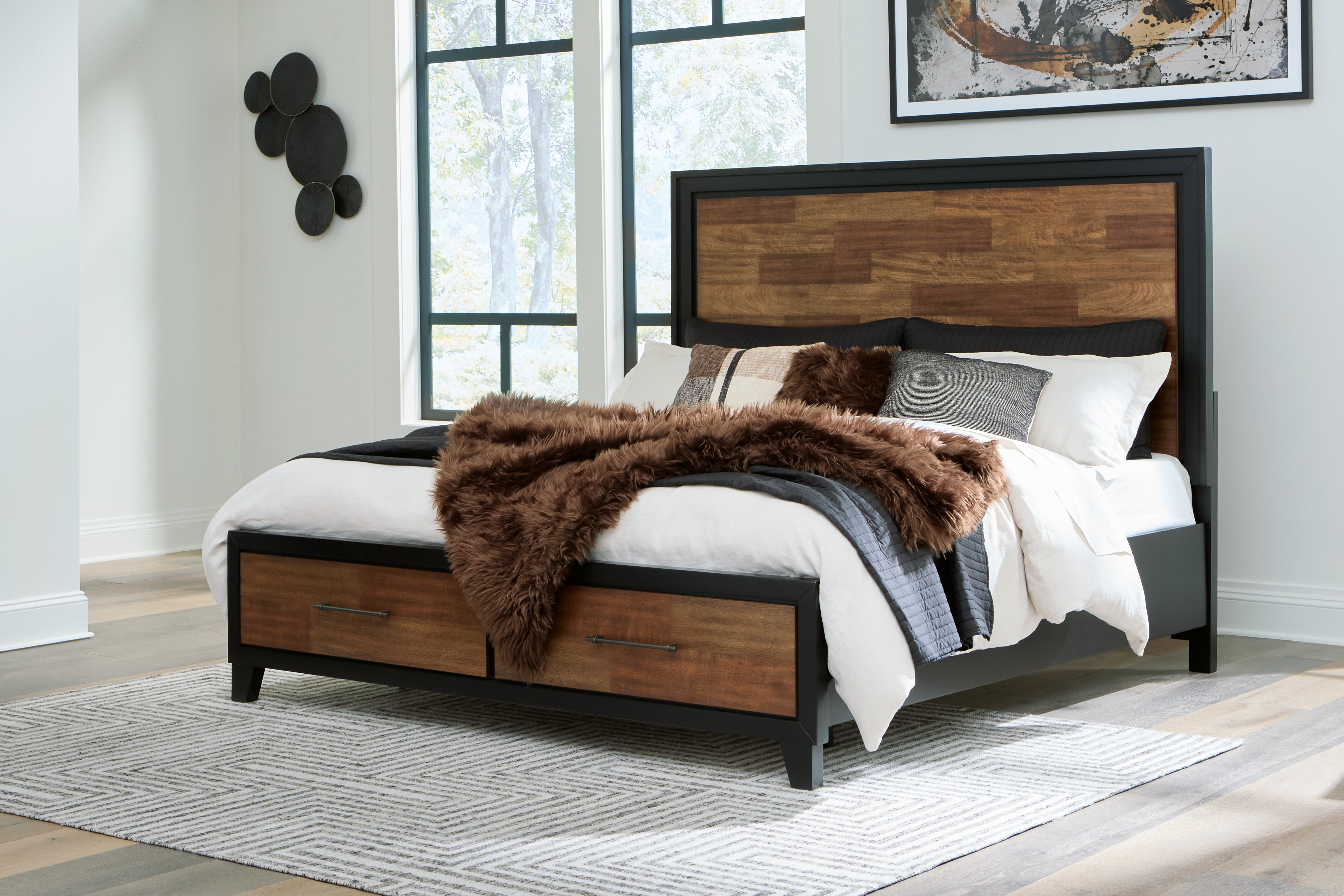 Orleans Furniture - Ashley Furniture - Kraeburn Bedroom - California King Panel Storage Bed / Brown/Black - B496B13