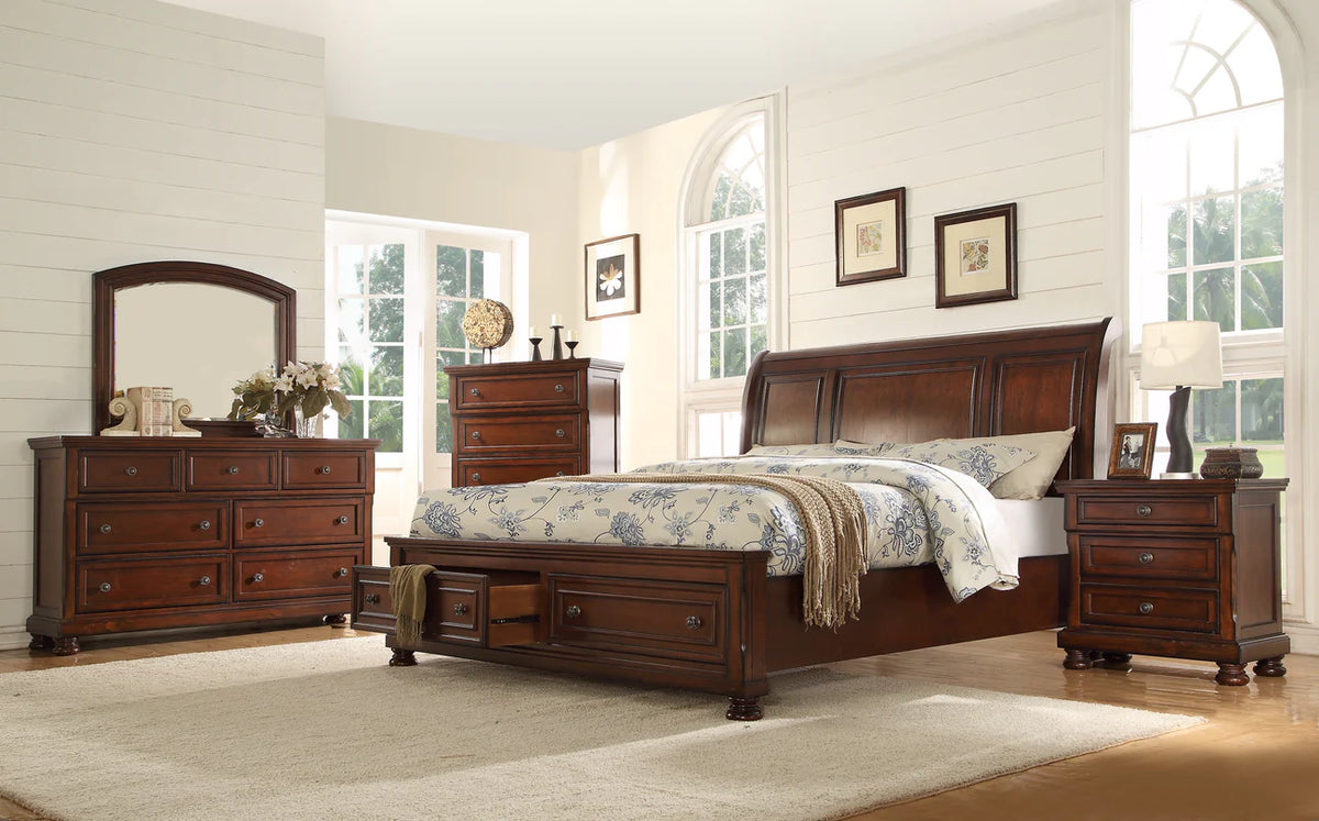 B5159 6 PIECE King Sleigh Bed with 2 Storage Drawers