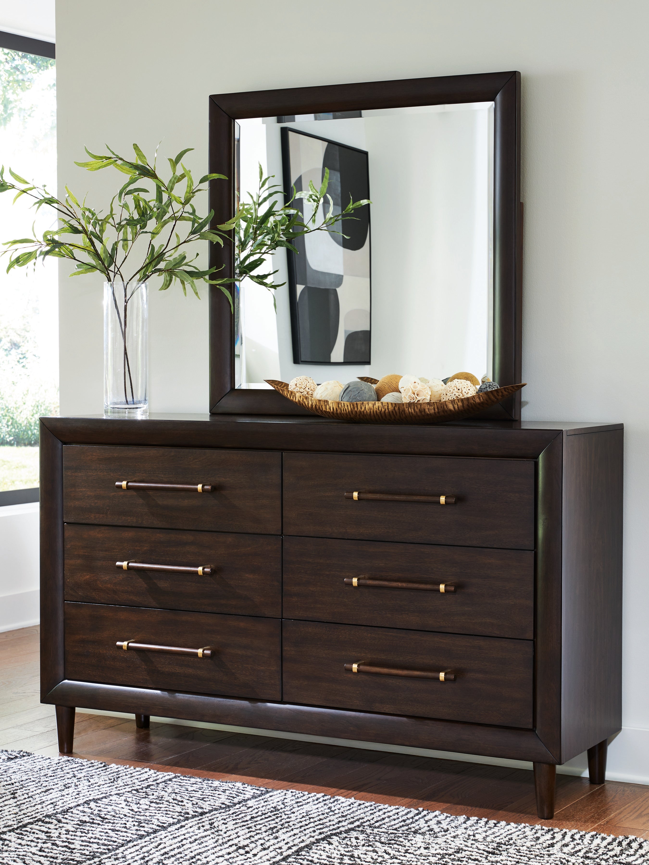 Orleans Furniture - Ashley Furniture - Dantenton Bedroom - Dresser and Mirror / Merlot - B611B1