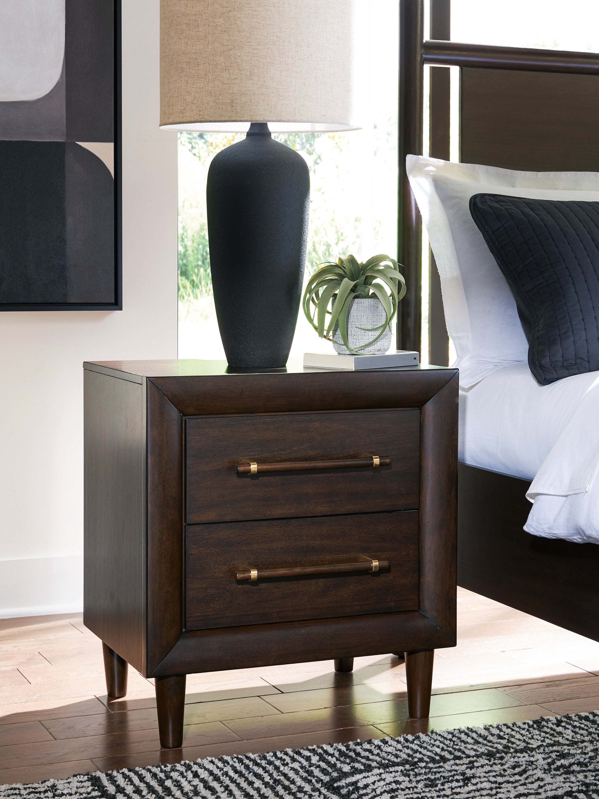 Orleans Furniture - Ashley Furniture - Dantenton Bedroom - Two Drawer Night Stand / Merlot - B611-92