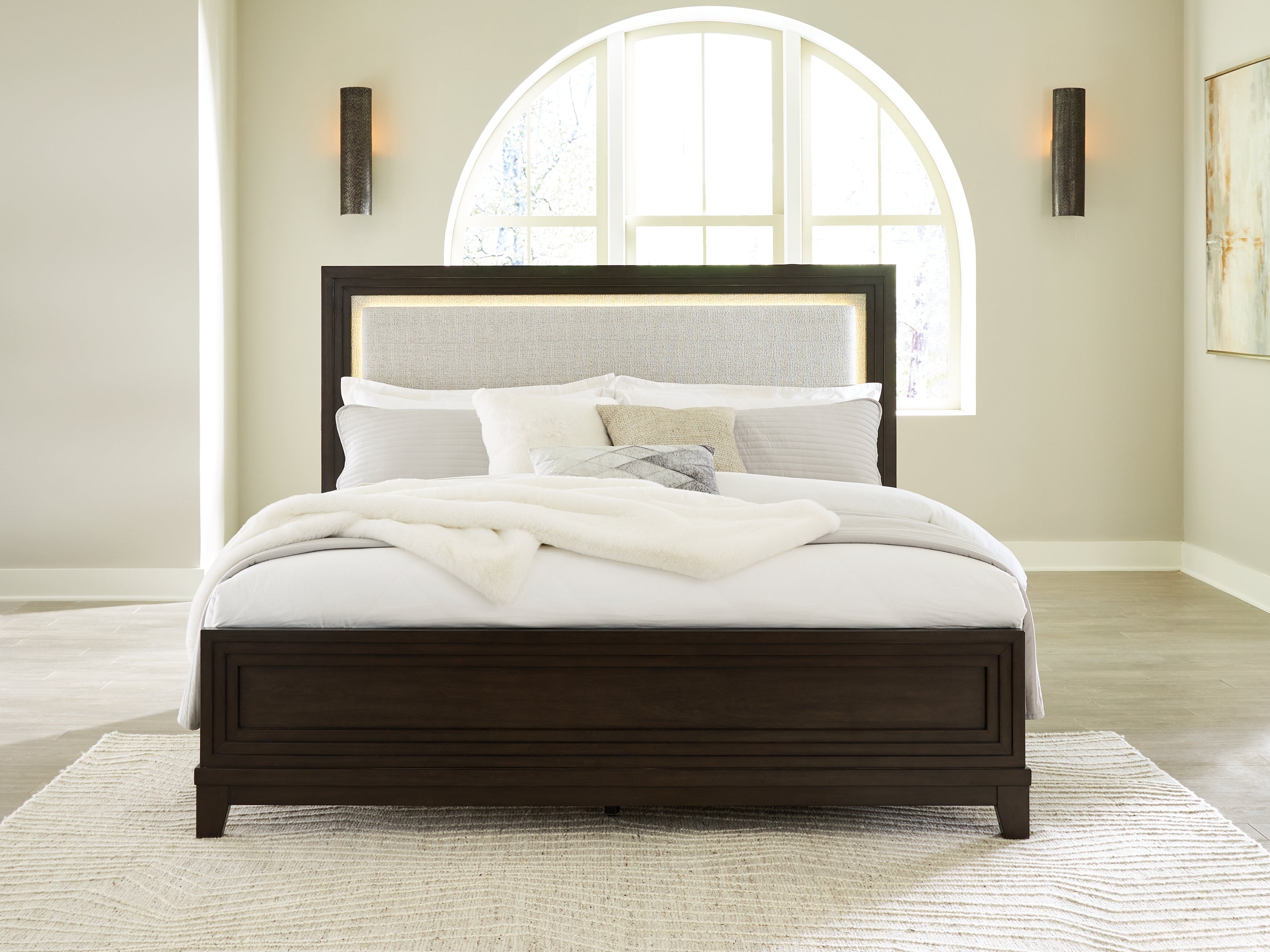 Orleans Furniture - Ashley Furniture - Neymorton Bedroom - California King Upholstered Panel Bed / Dark Grayish Brown - B618B5
