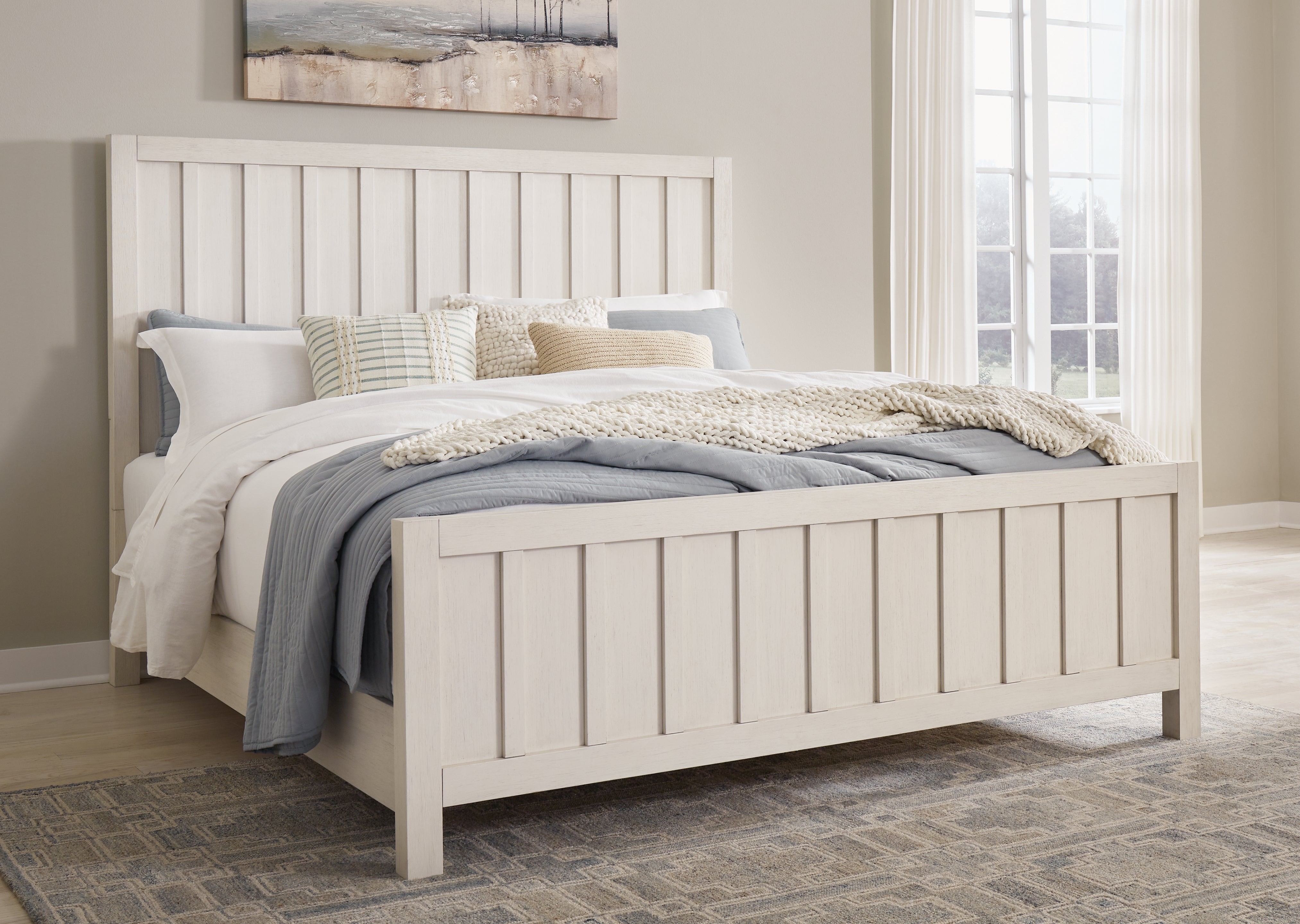 Orleans Furniture - Ashley Furniture - Shaybrock Bedroom - King Panel Bed / Antique White - B683B6