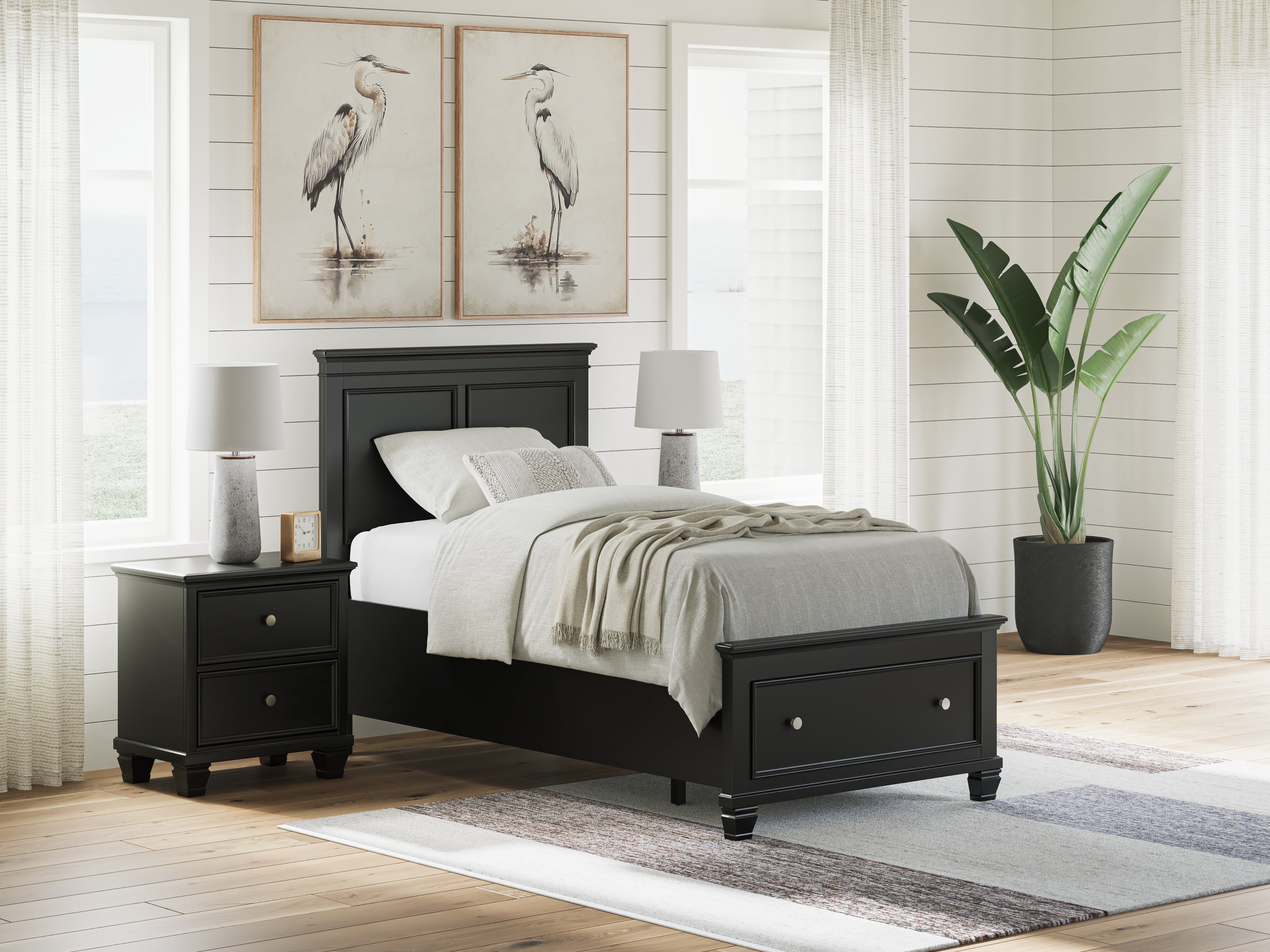 Orleans Furniture - Ashley Furniture - Lanolee Bedroom - Twin Panel Storage Bed / Black - B687B21
