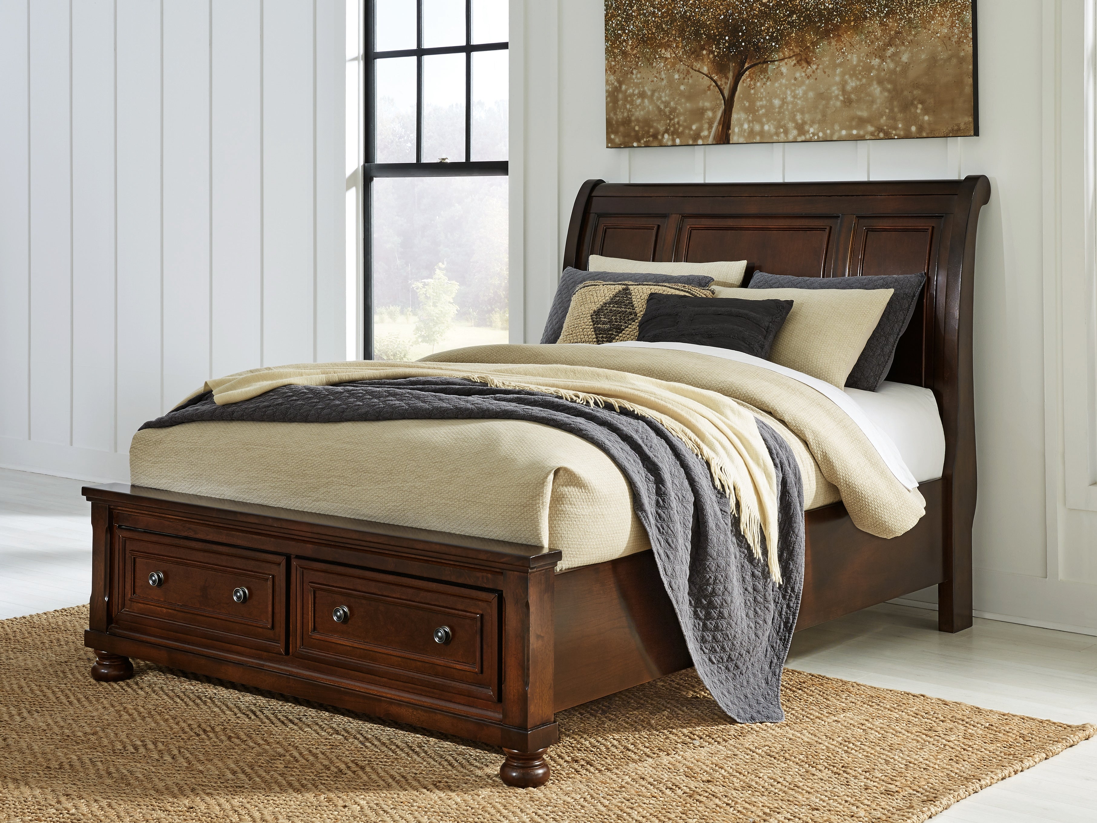 Orleans Furniture - Ashley Furniture - Porter Bedroom - Queen Sleigh Storage Bed / Rustic Brown - B697B43