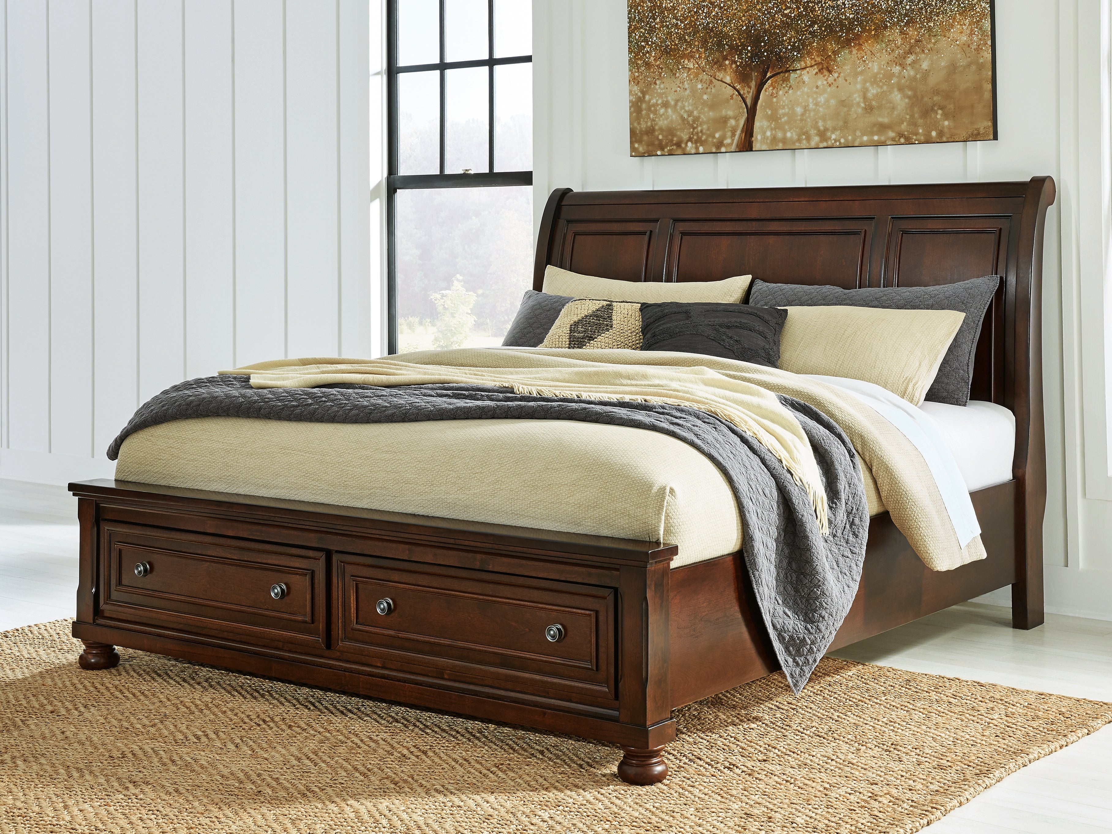 Orleans Furniture - Ashley Furniture - Porter Bedroom - California King Sleigh Storage Bed / Rustic Brown - B697B47