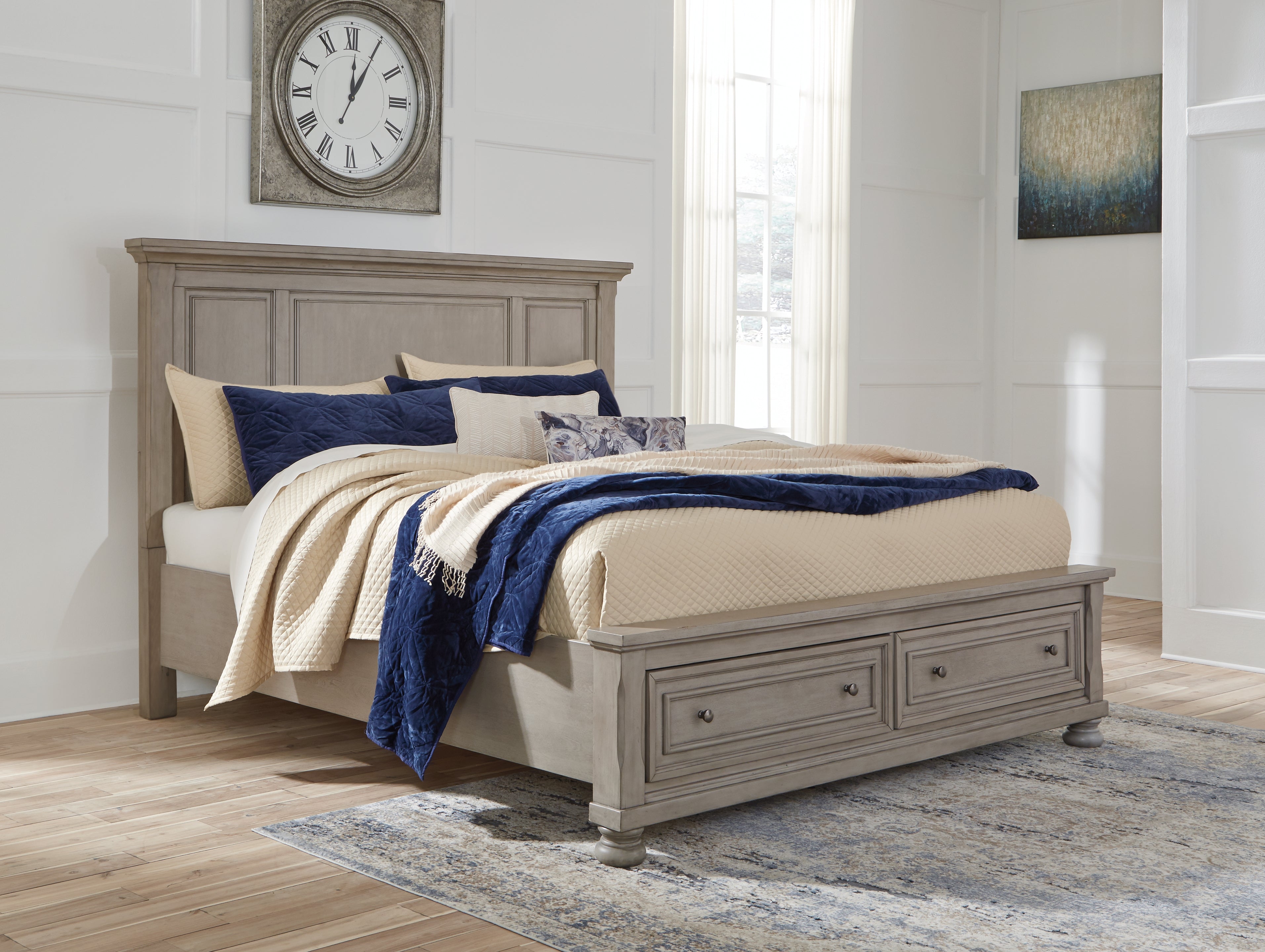 Orleans Furniture - Ashley Furniture - Lettner Bedroom - Queen Panel Storage Bed / Light Gray - B733B31