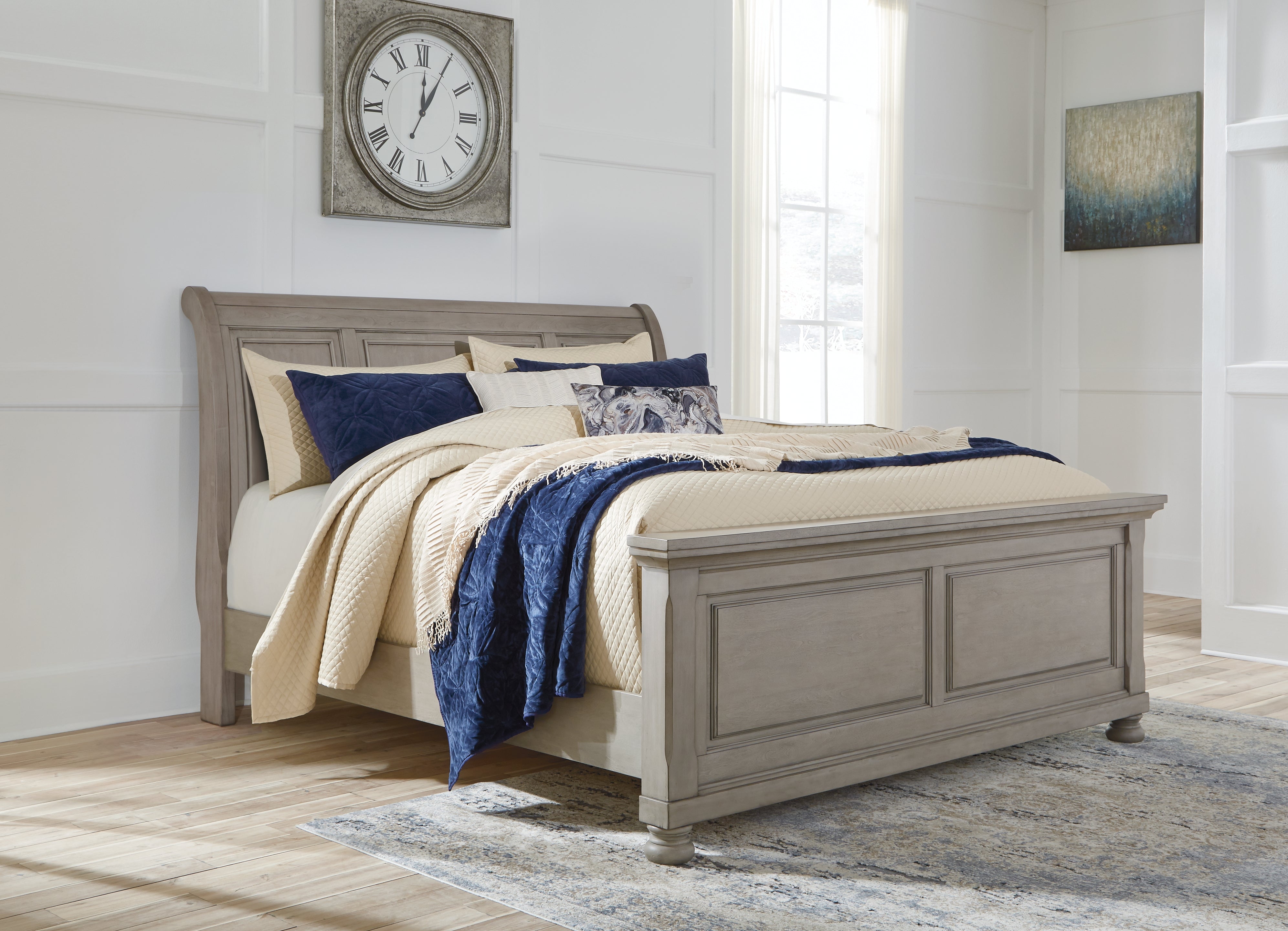 Orleans Furniture - Ashley Furniture - Lettner Bedroom - King Sleigh Bed / Light Gray - B733B34