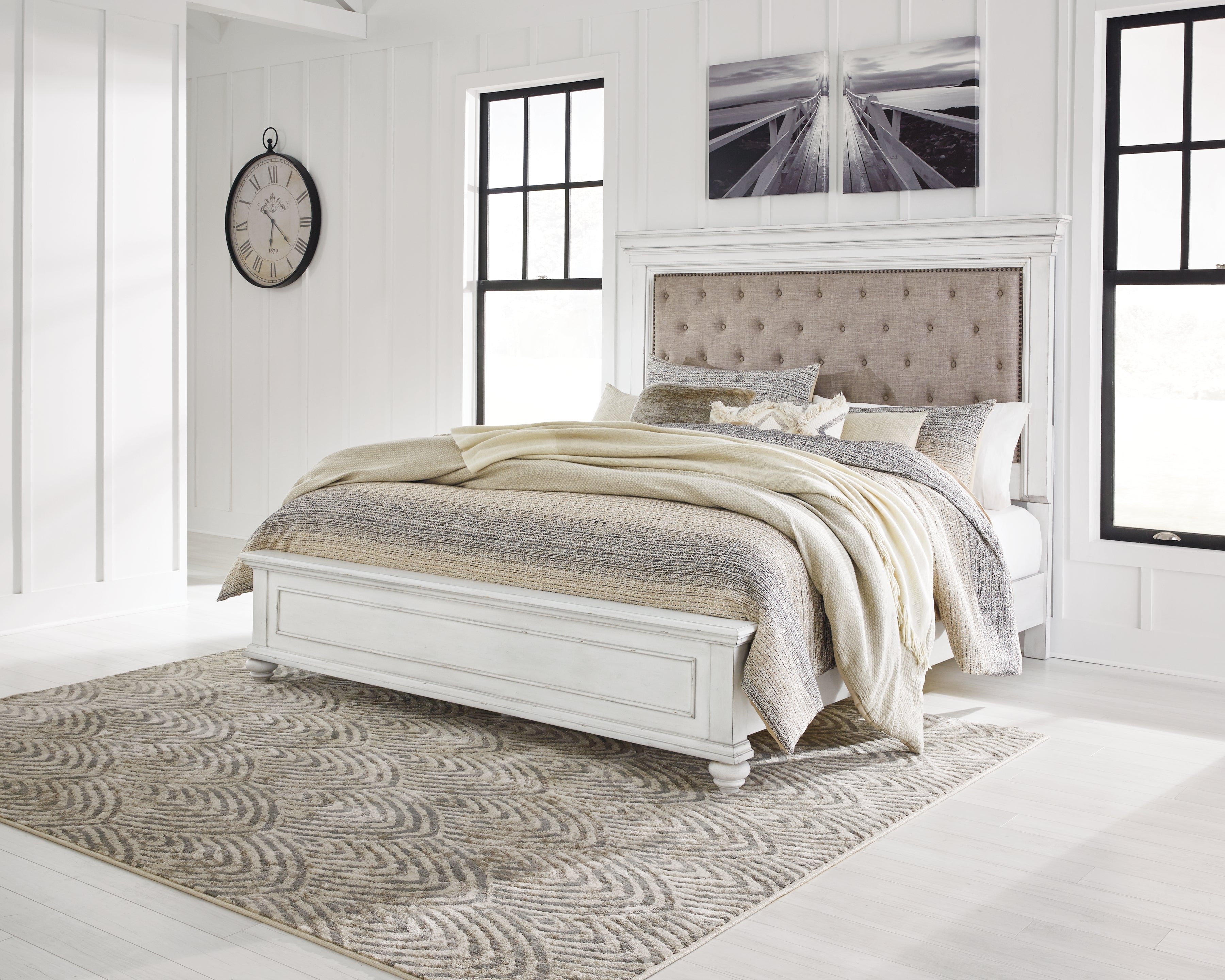 Orleans Furniture - Ashley Furniture - Kanwyn Bedroom - King Panel Bed / Whitewash - B777B10