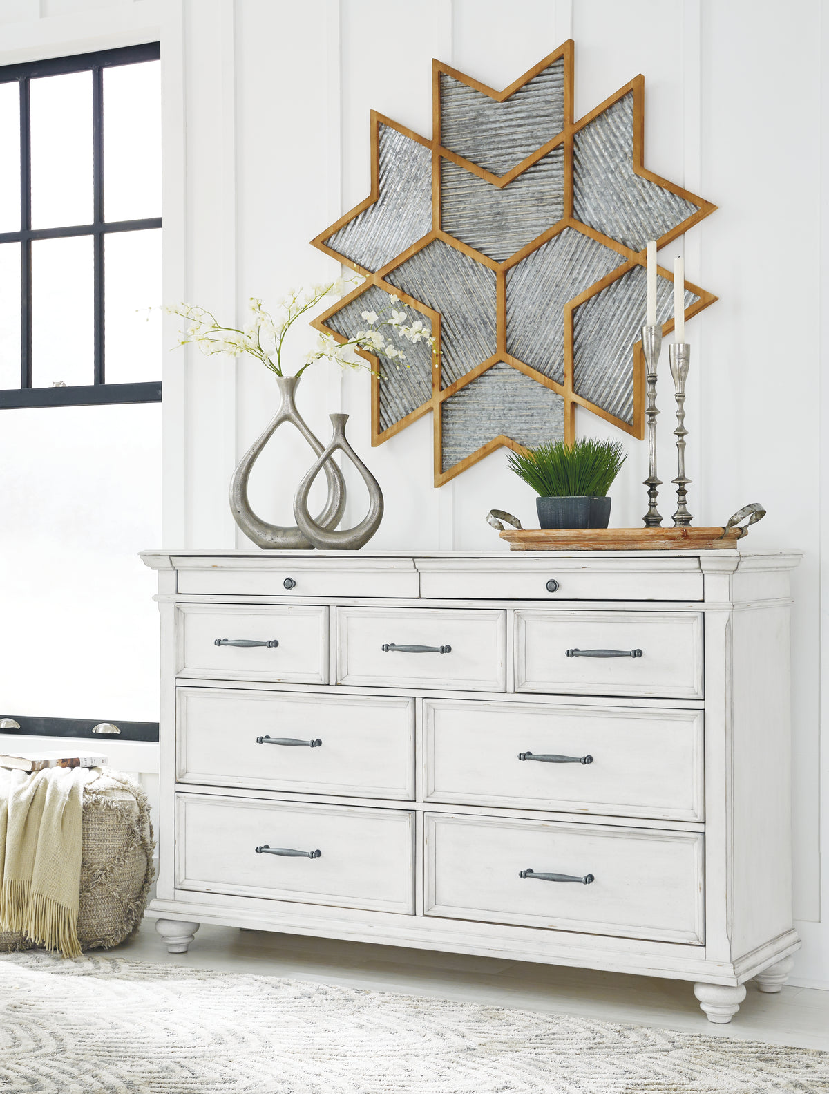Orleans Furniture - Ashley Furniture - Kanwyn Bedroom - California King Panel Bed with Storage Bench / Whitewash - B777B12
