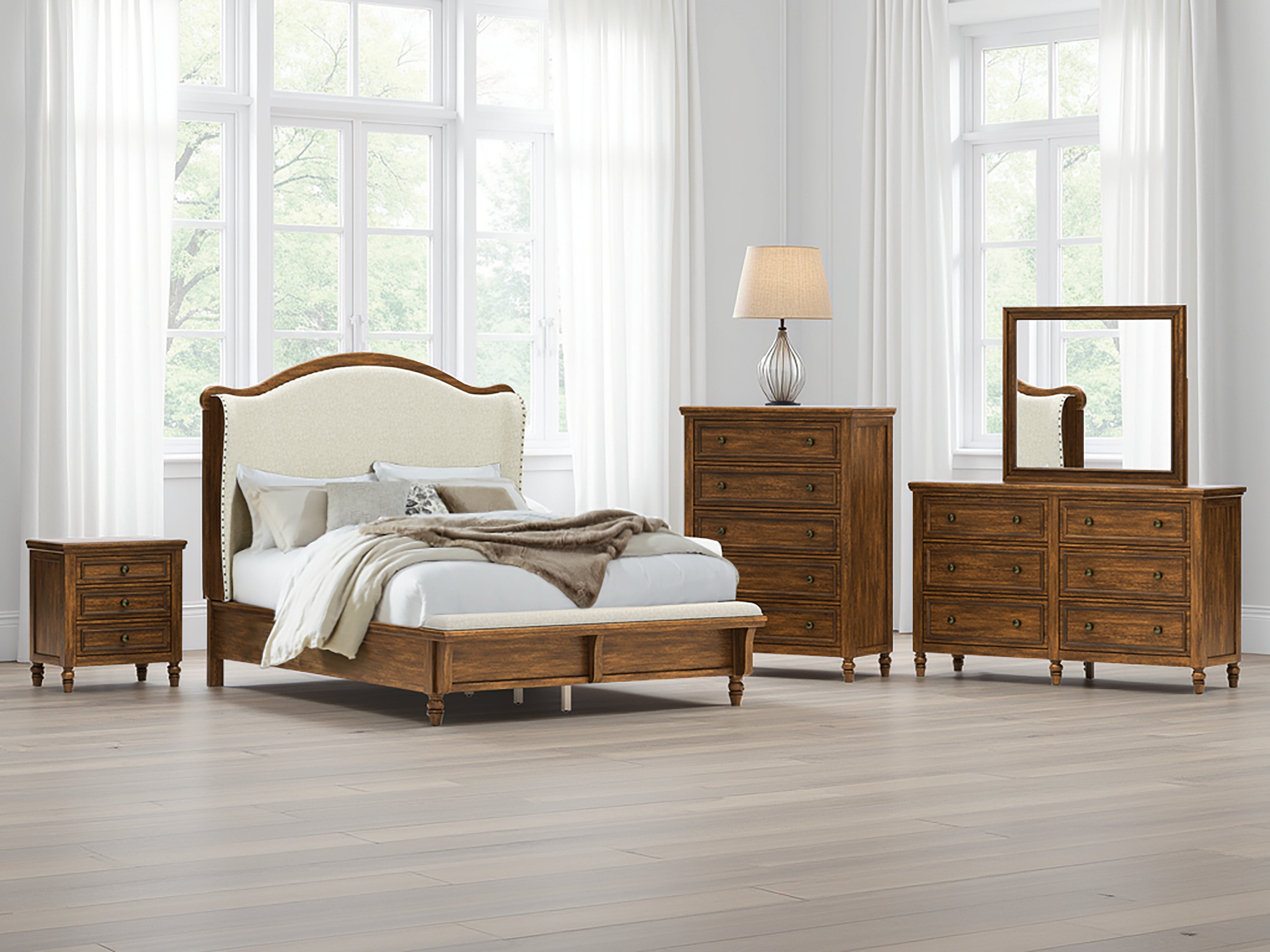 Orleans Furniture - Ashley Furniture - Sturlayne Bedroom - Queen Upholstered Panel Bed / Brown - B787B2