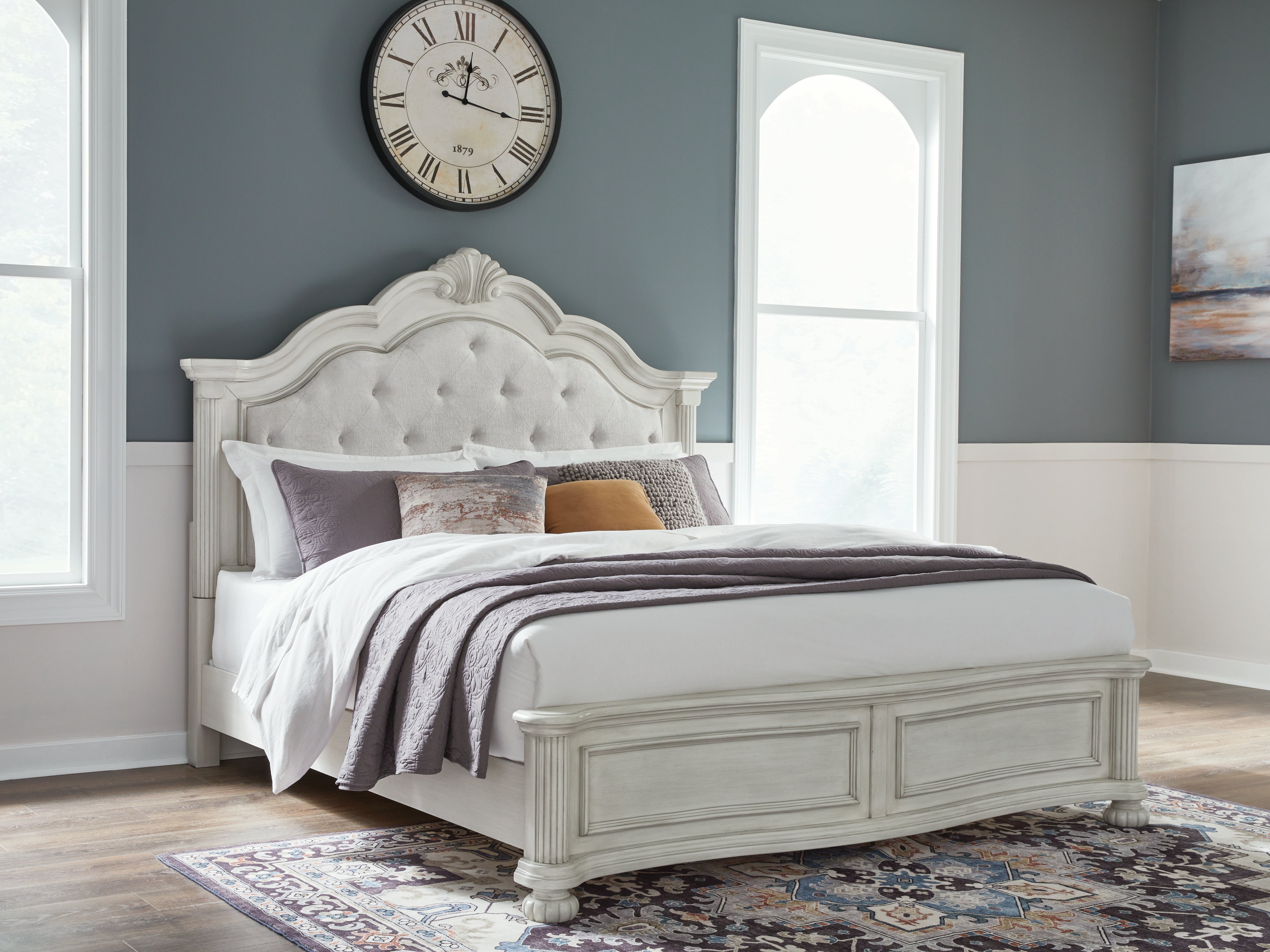 Orleans Furniture - Ashley Furniture - Montelaine Bedroom - California King Upholstered Panel Bed / Antique White - B795B7