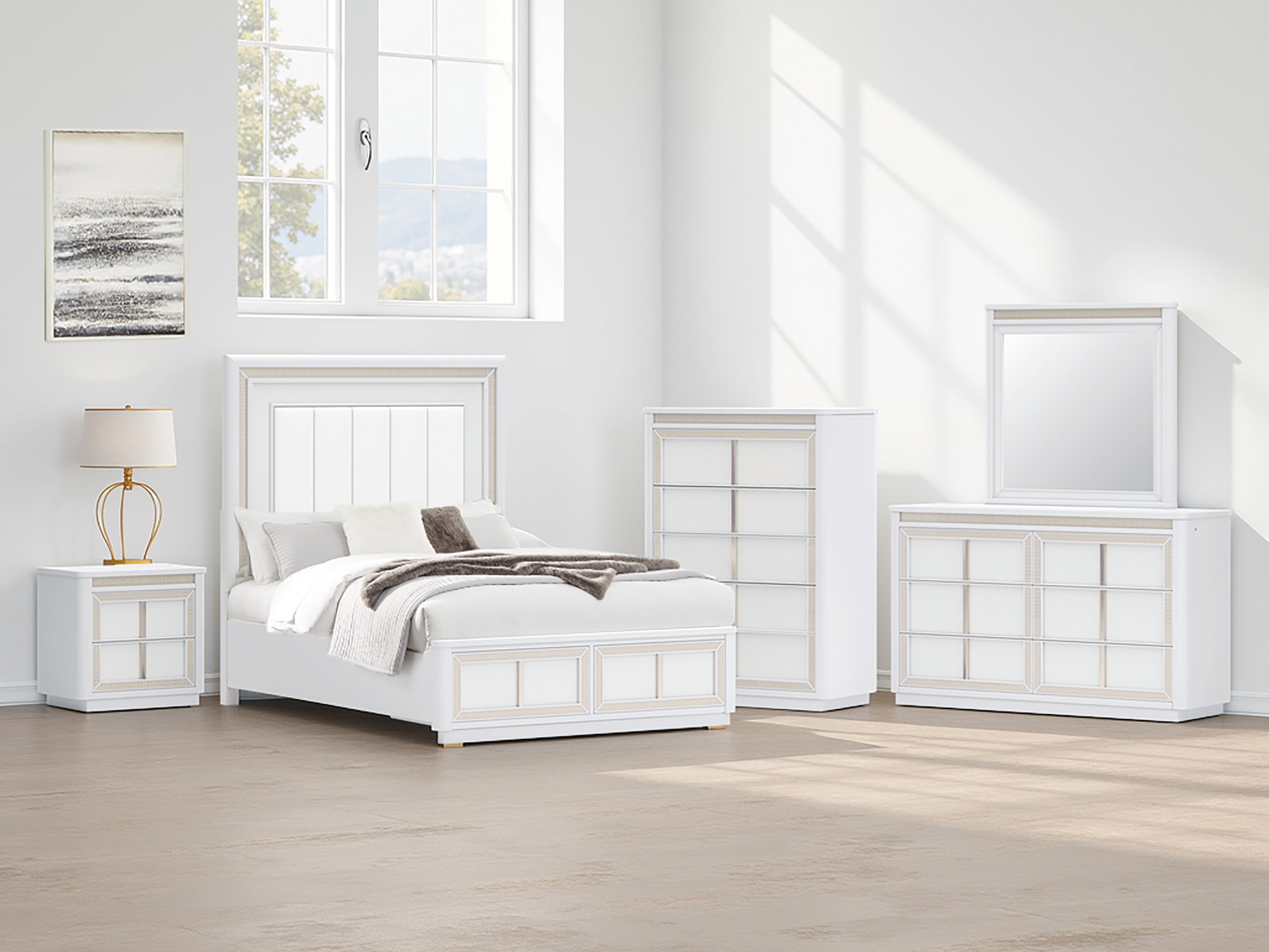 Orleans Furniture - Ashley Furniture - Chalanna Bedroom - Queen Upholstered Storage Bed / White - B822B2