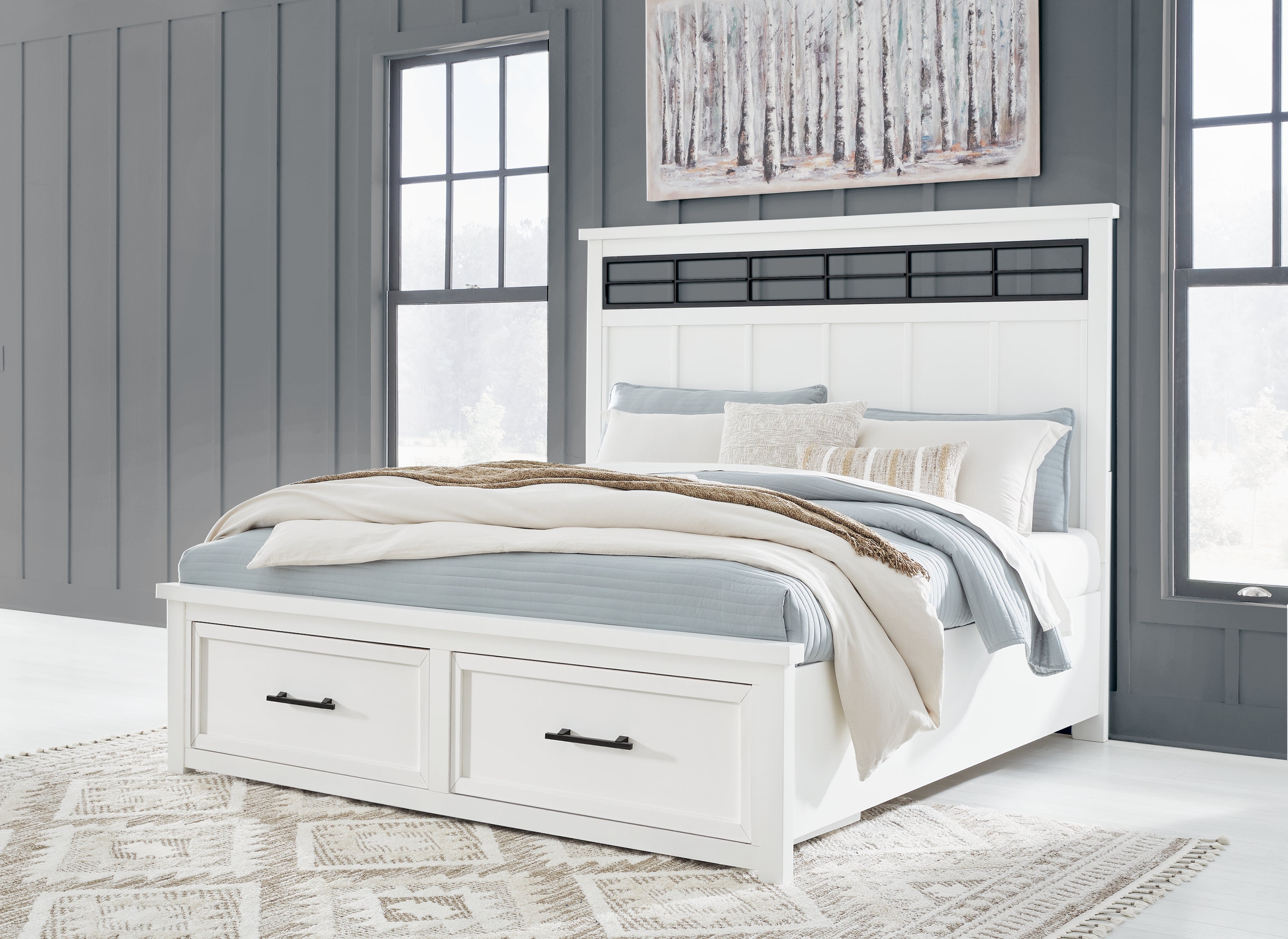 Orleans Furniture - Ashley Furniture - Ashbryn Bedroom - California King Panel Storage Bed / White/Natural - B844B5
