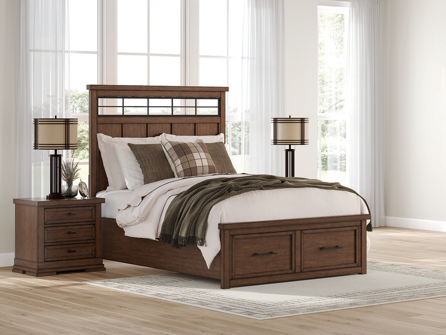 Orleans Furniture - Ashley Furniture - Taffenbrook Bedroom - Queen Panel Storage Bed / Medium Brown - B849B2