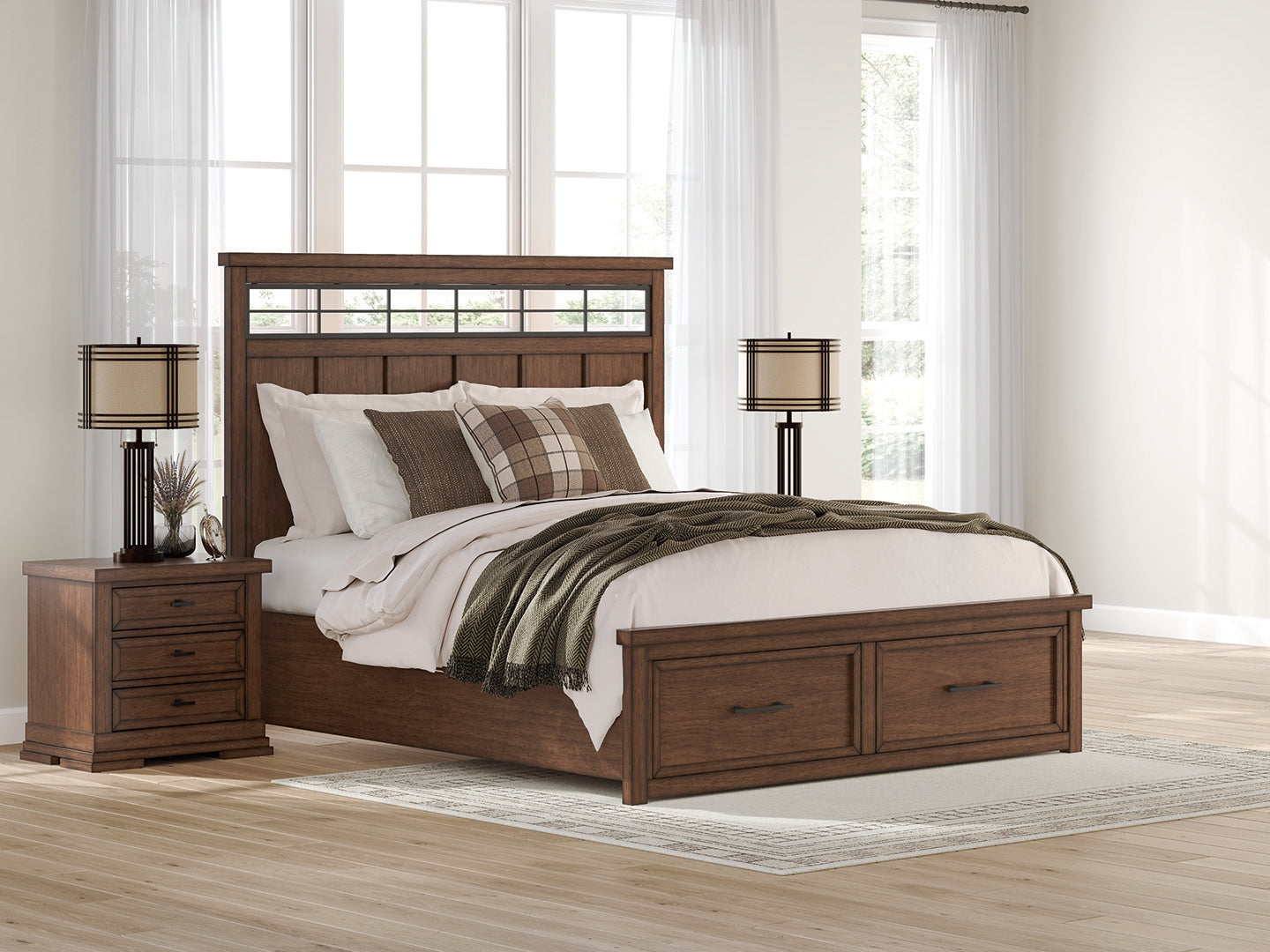 Orleans Furniture - Ashley Furniture - Taffenbrook Bedroom - California King Panel Storage Bed / Medium Brown - B849B5
